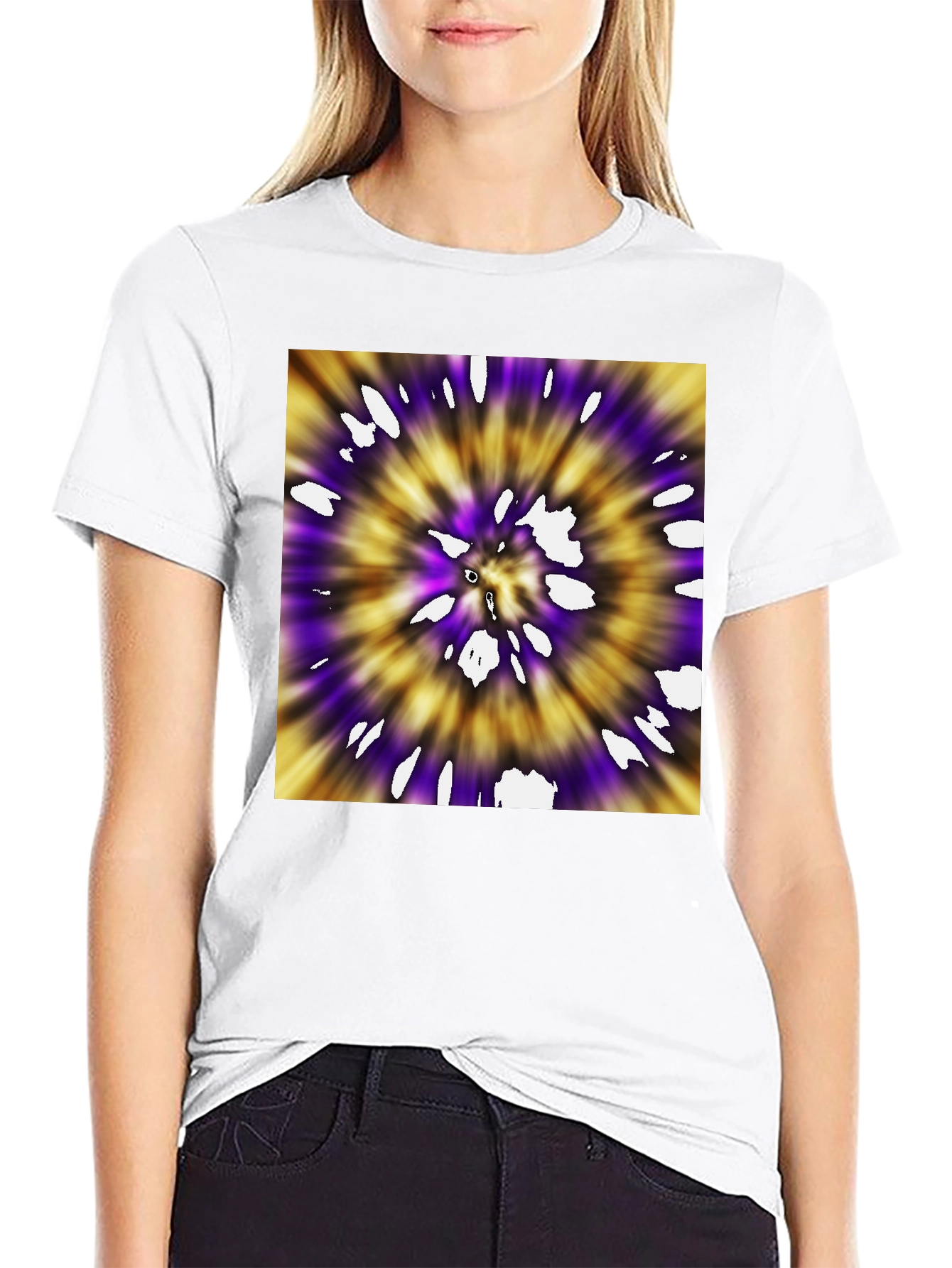 Purple & Gold Tie-Dye Graphic Tee