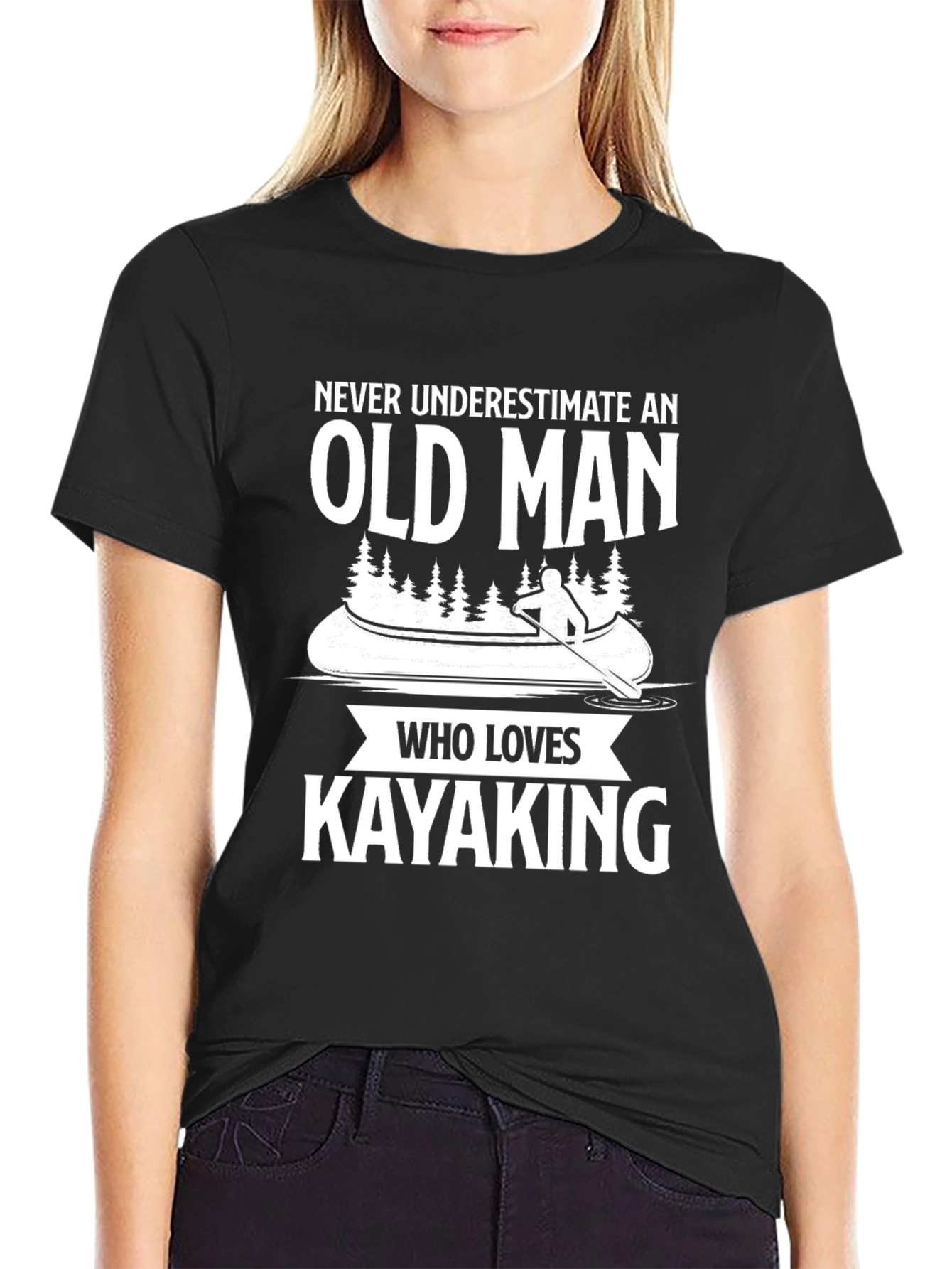 Never Underestimate Old Man Kayaking T-Shirt