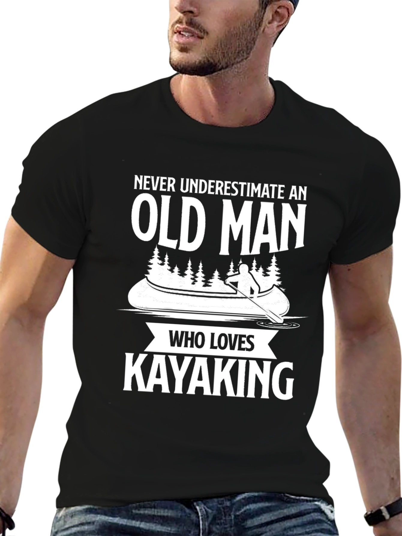 Never Underestimate Old Man Kayaking T-Shirt