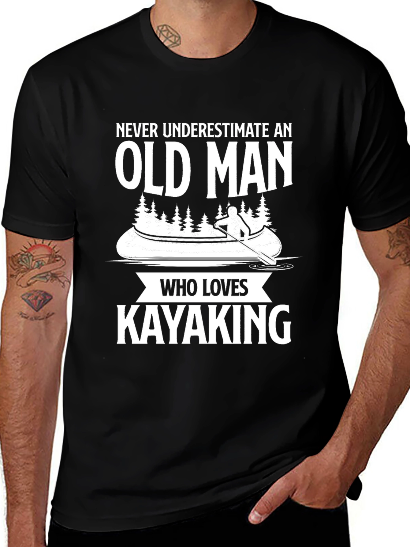 Never Underestimate Old Man Kayaking T-Shirt