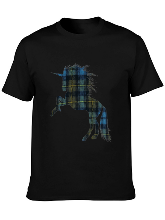 Unicorn Tartan T-Shirt - Stylish Mens Tee