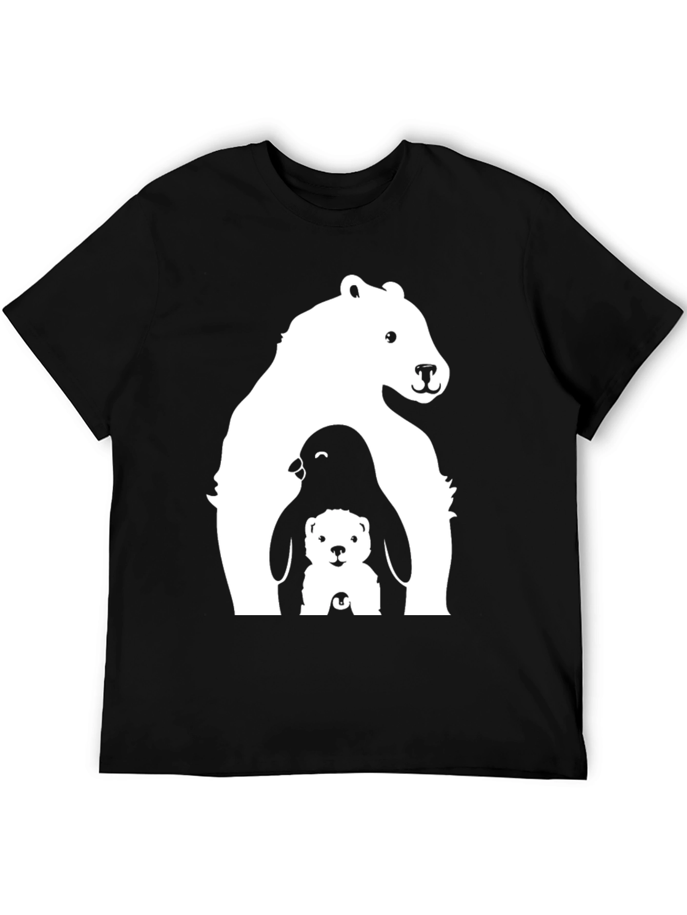 Bear Penguin Cub Graphic Tee - Black