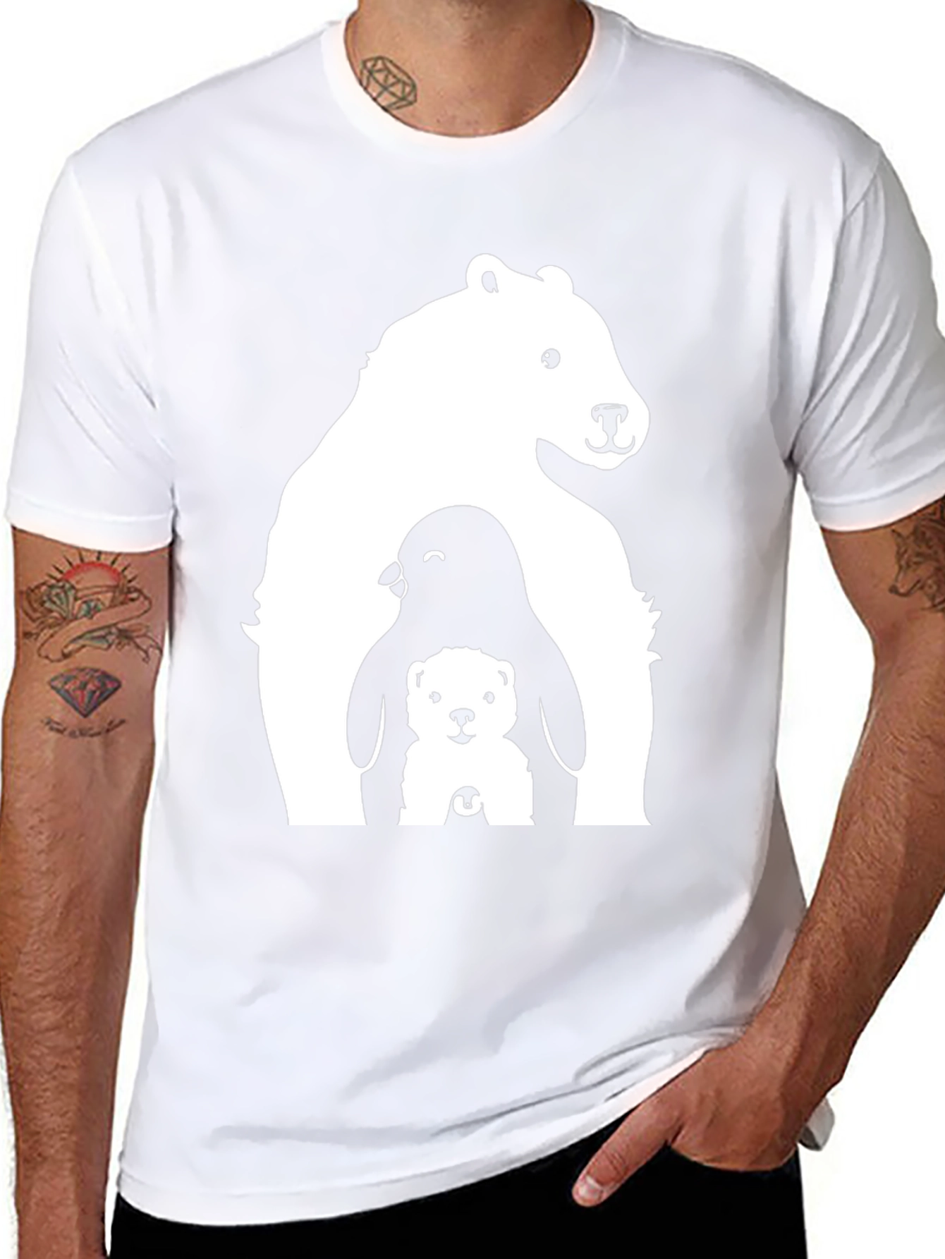 Bear Penguin Cub Graphic Tee - Black