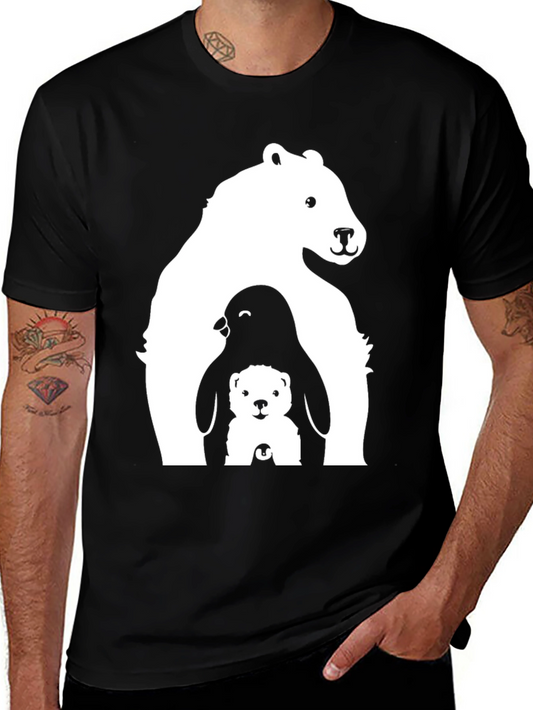 Bear Penguin Cub Graphic Tee - Black