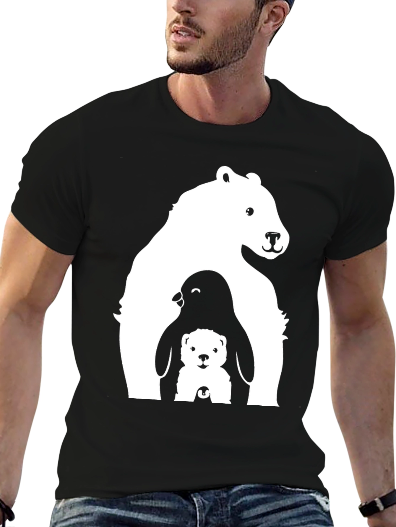 Bear Penguin Cub Graphic Tee - Black
