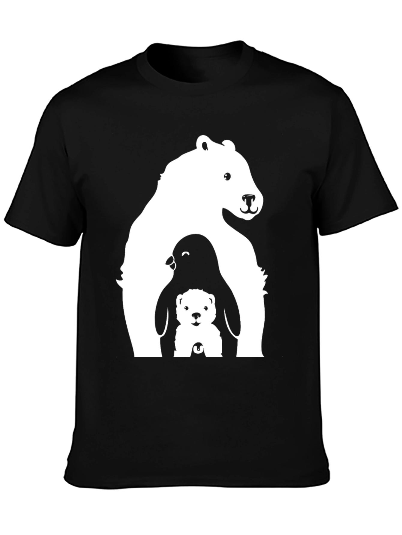 Bear Penguin Cub Graphic Tee - Black