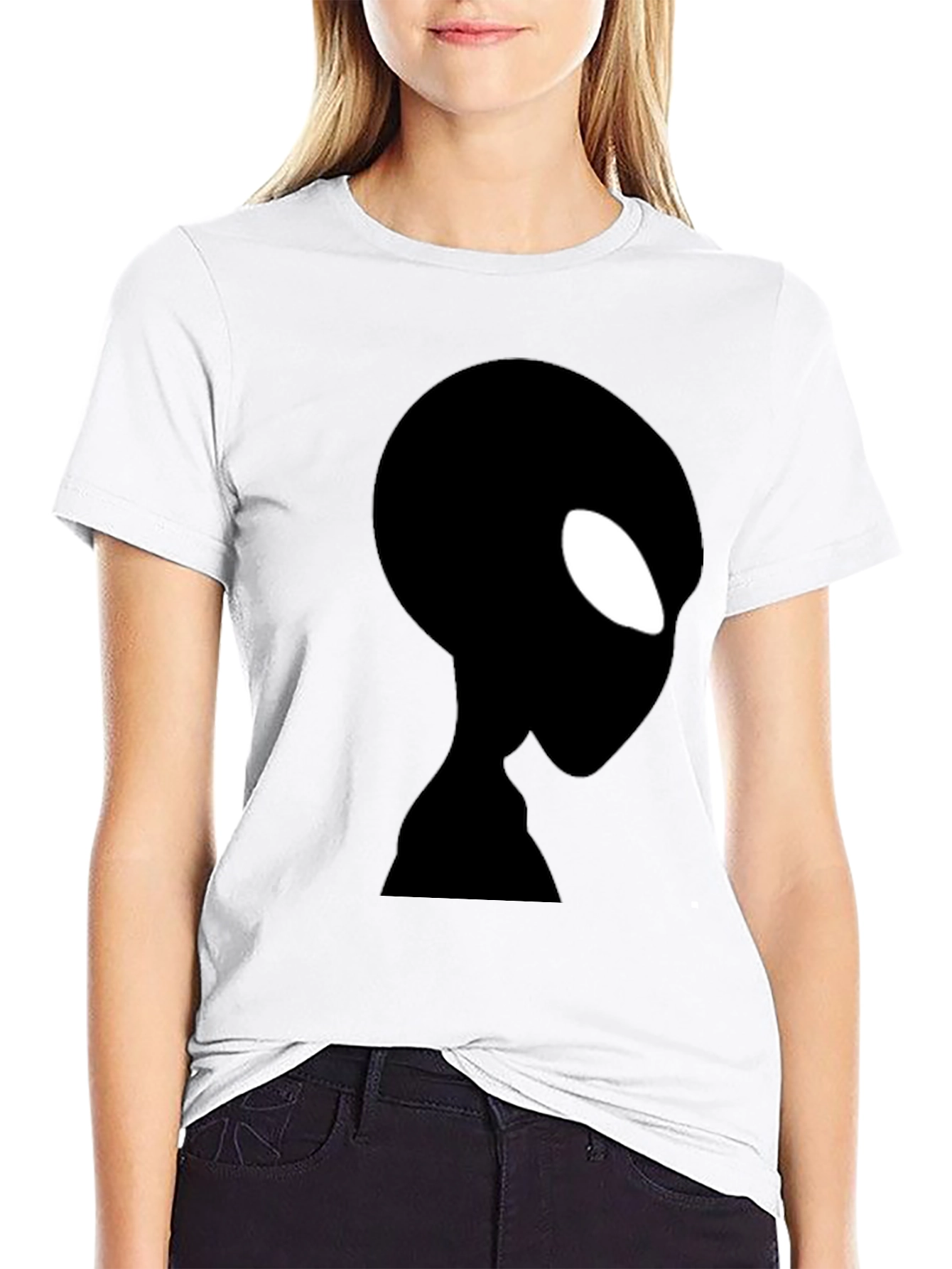 Alien Silhouette Graphic Black T-Shirt