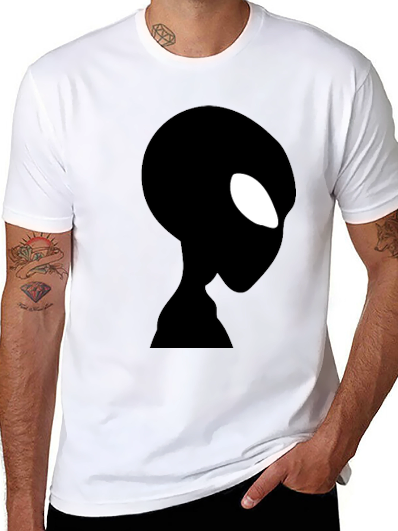 Alien Silhouette Graphic Black T-Shirt