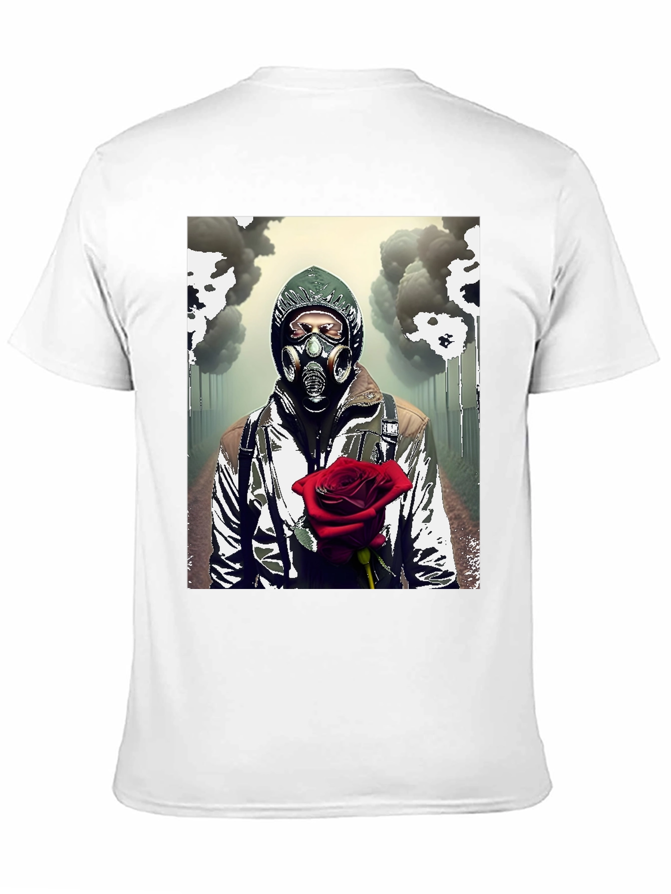 Dystopian Romance T-Shirt - Gas Mask Rose Graphic Tee