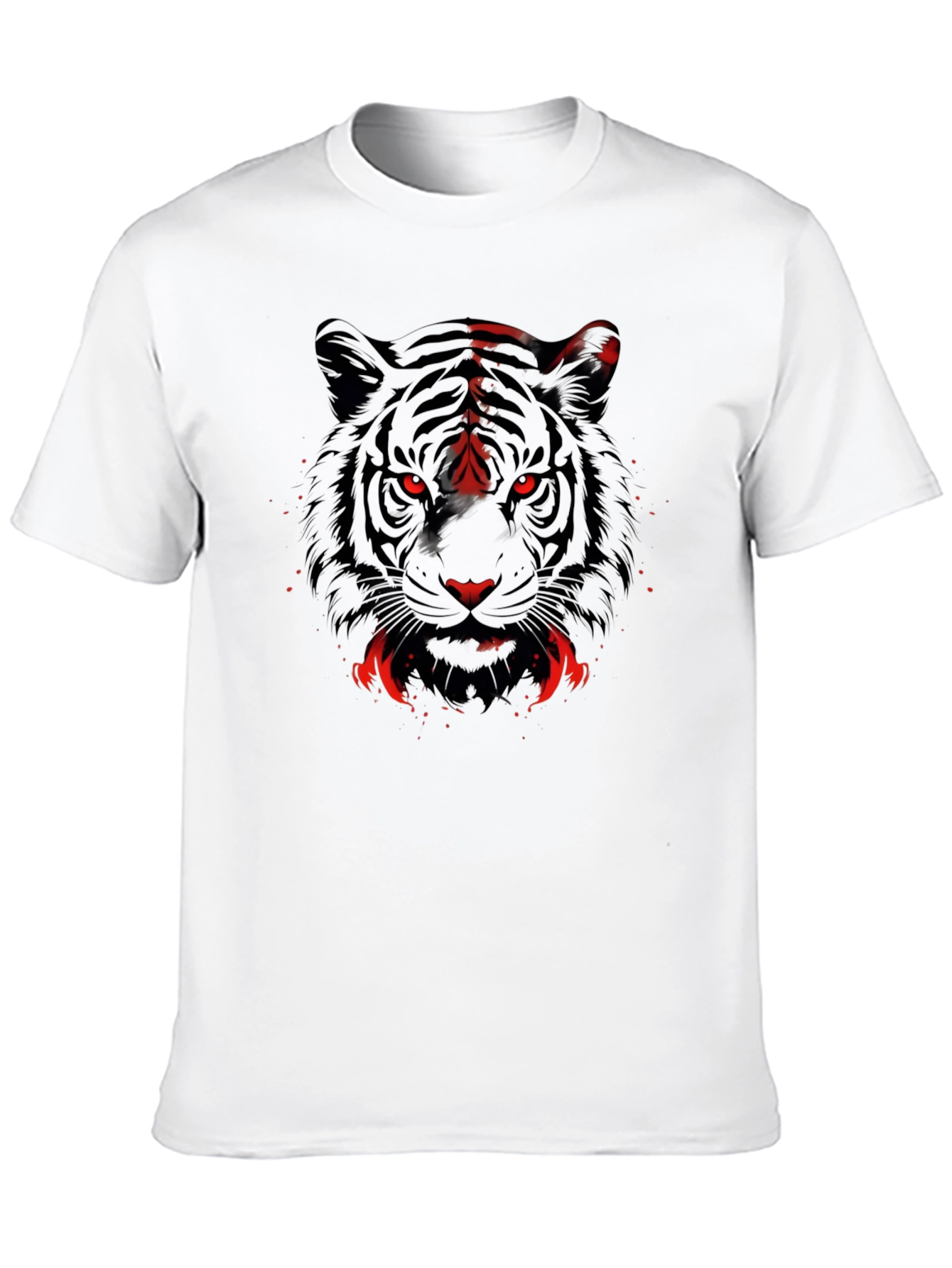 Mens Black Tiger Graphic Tee - Red Eyes