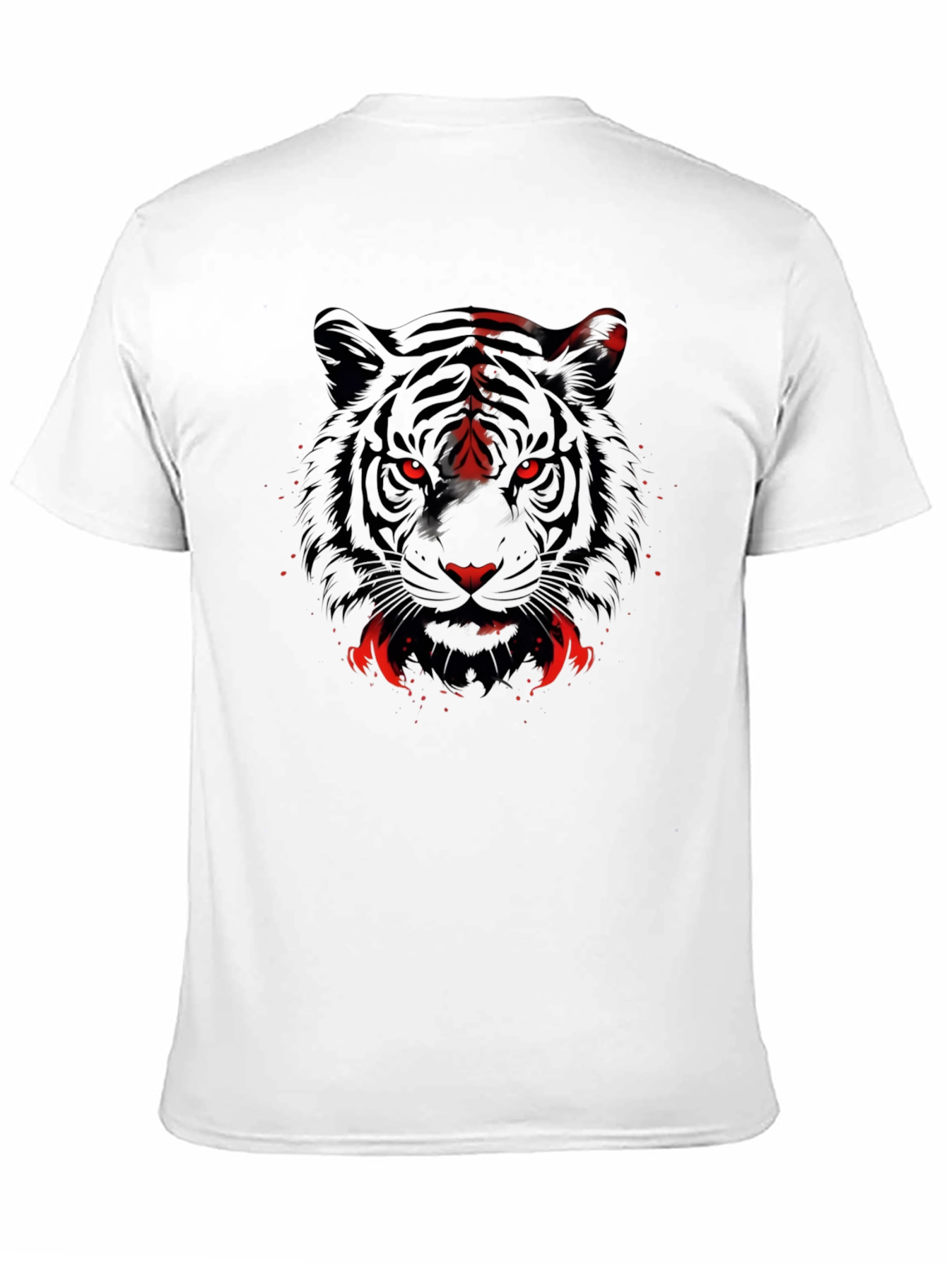 Mens Black Tiger Graphic Tee - Red Eyes