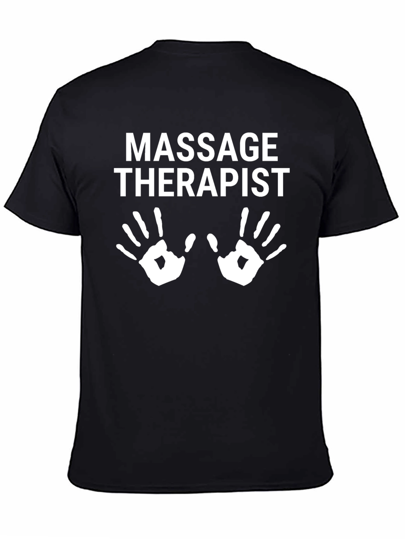 Massage Therapist T-Shirt with Hand Print Design - Black