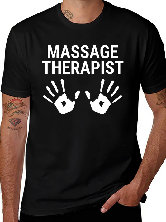 Massage Therapist T-Shirt with Hand Print Design - Black
