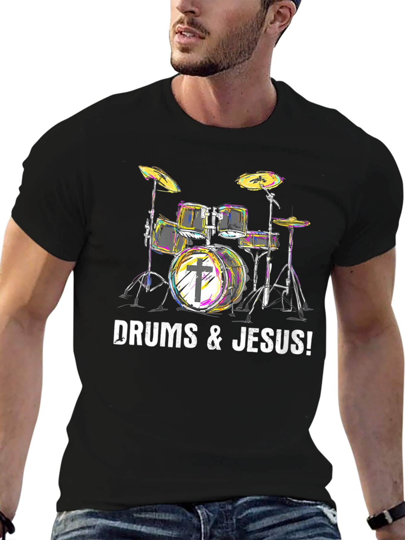 Drums & Jesus T-Shirt - Christian Drummer Tee