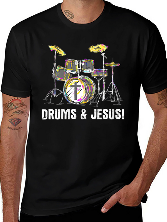 Drums & Jesus T-Shirt - Christian Drummer Tee
