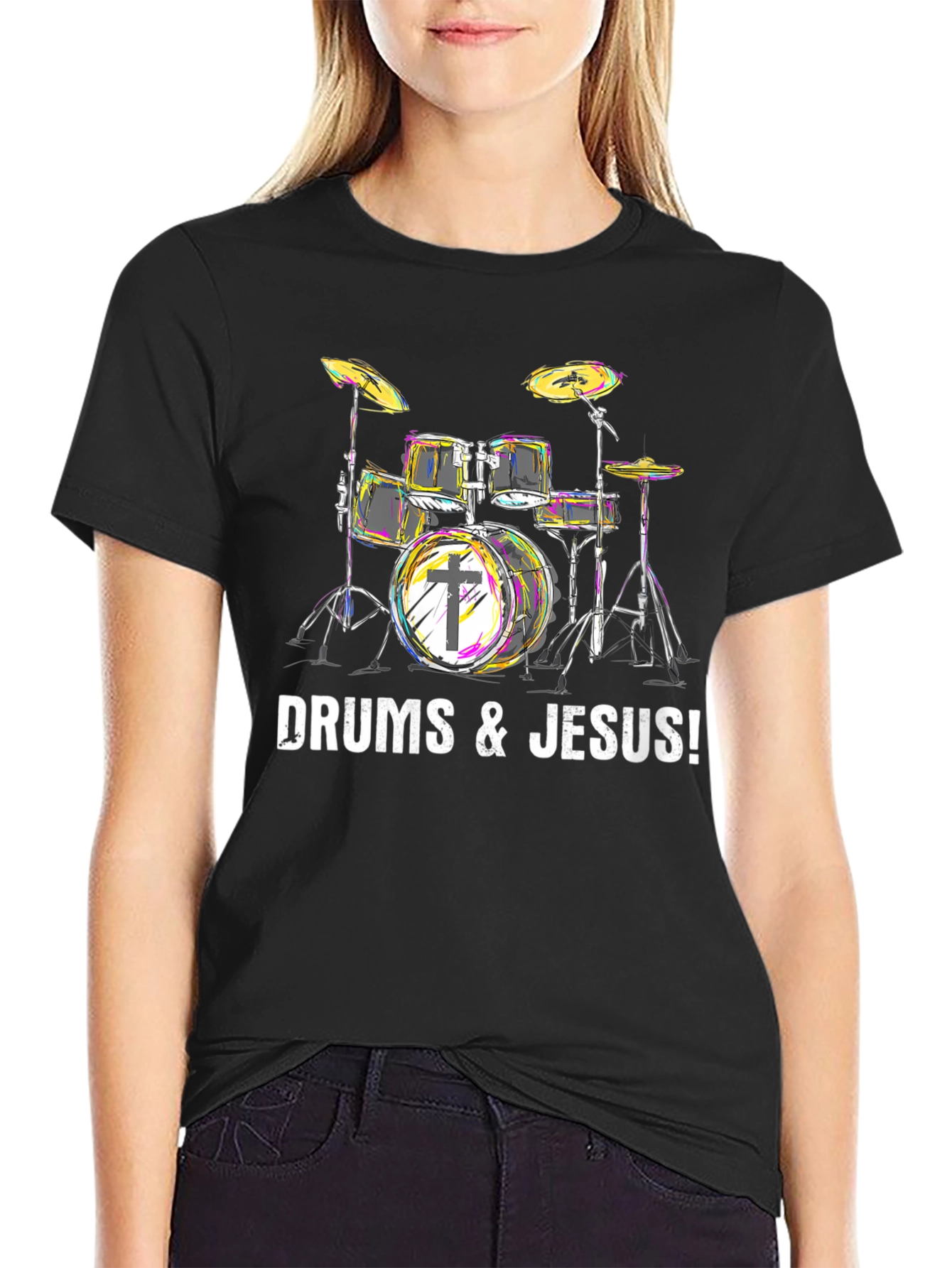 Drums & Jesus T-Shirt - Christian Drummer Tee