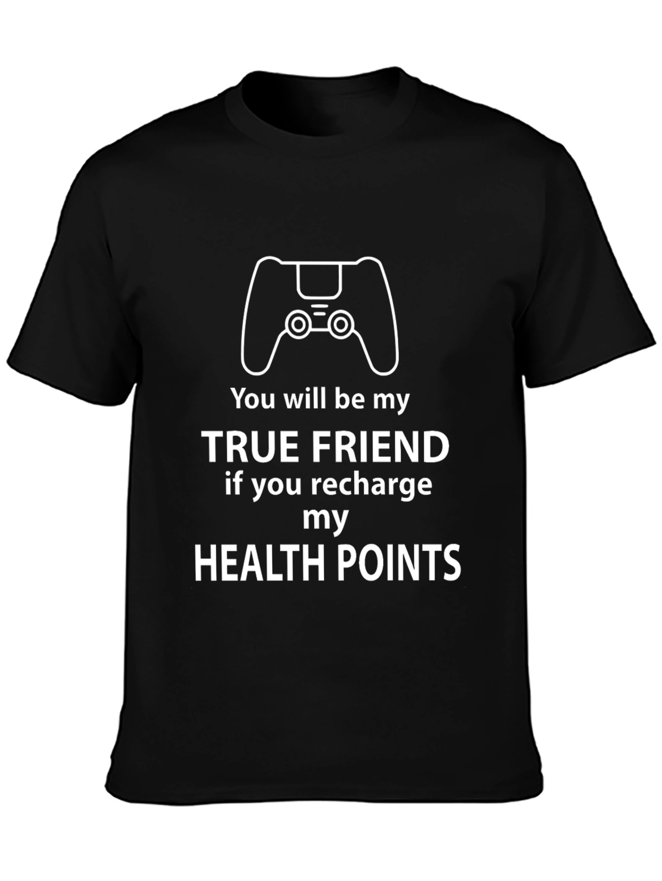 Gamer Recharge Health Points Graphic Tee - Black Cotton