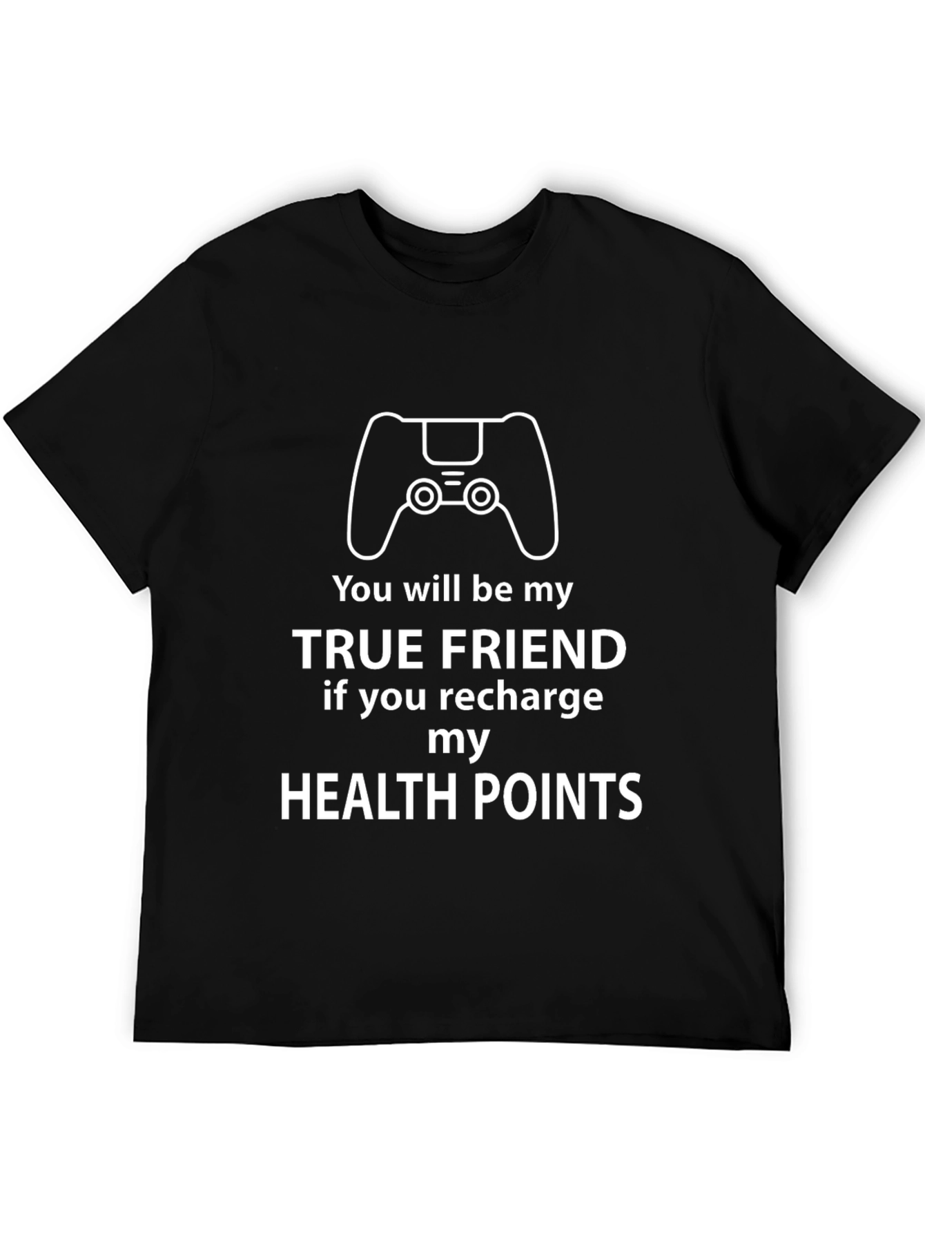 Gamer Recharge Health Points Graphic Tee - Black Cotton