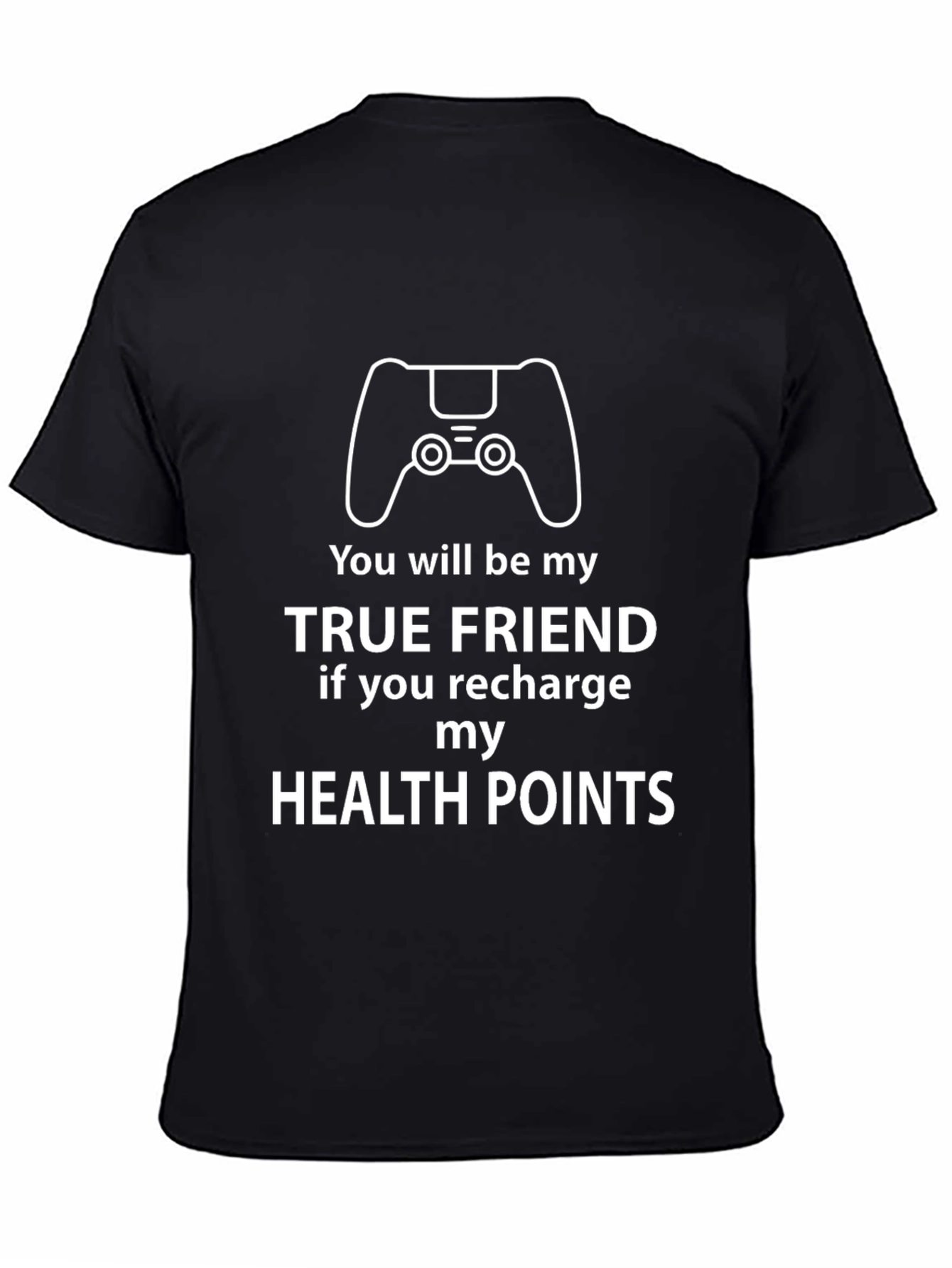 Gamer Recharge Health Points Graphic Tee - Black Cotton