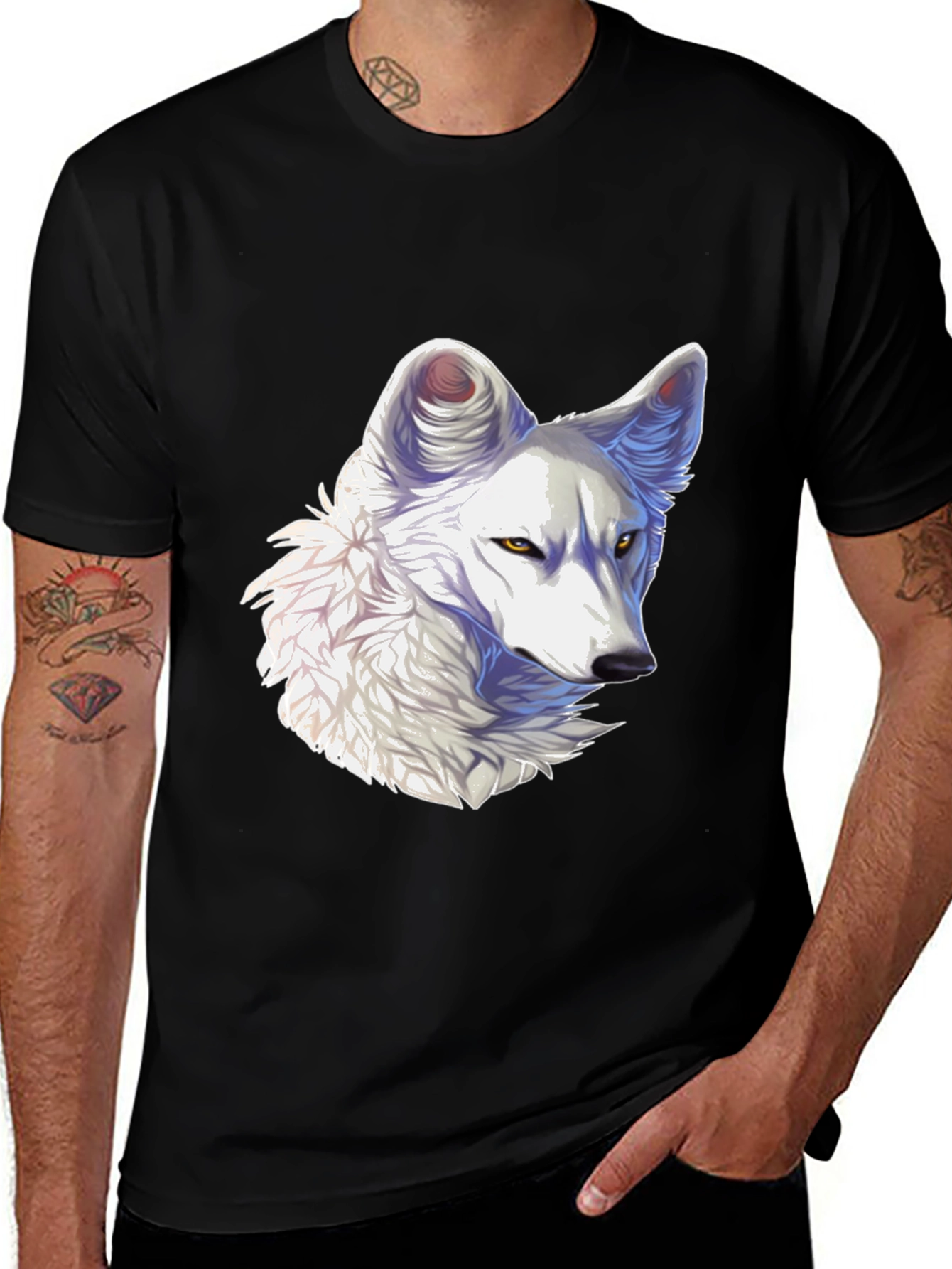 Arctic Wolf Graphic Tee - Black Cotton Blend