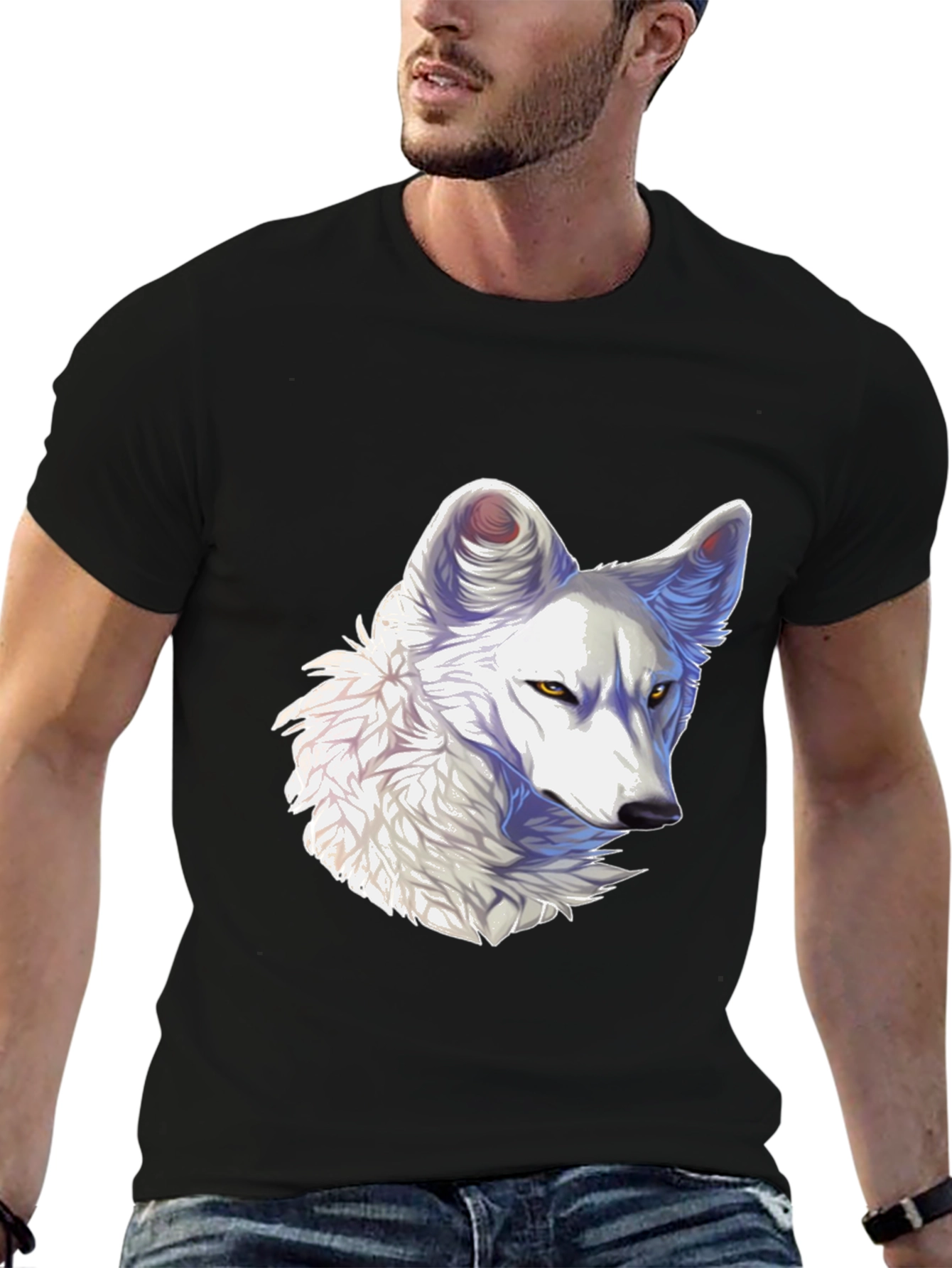 Arctic Wolf Graphic Tee - Black Cotton Blend