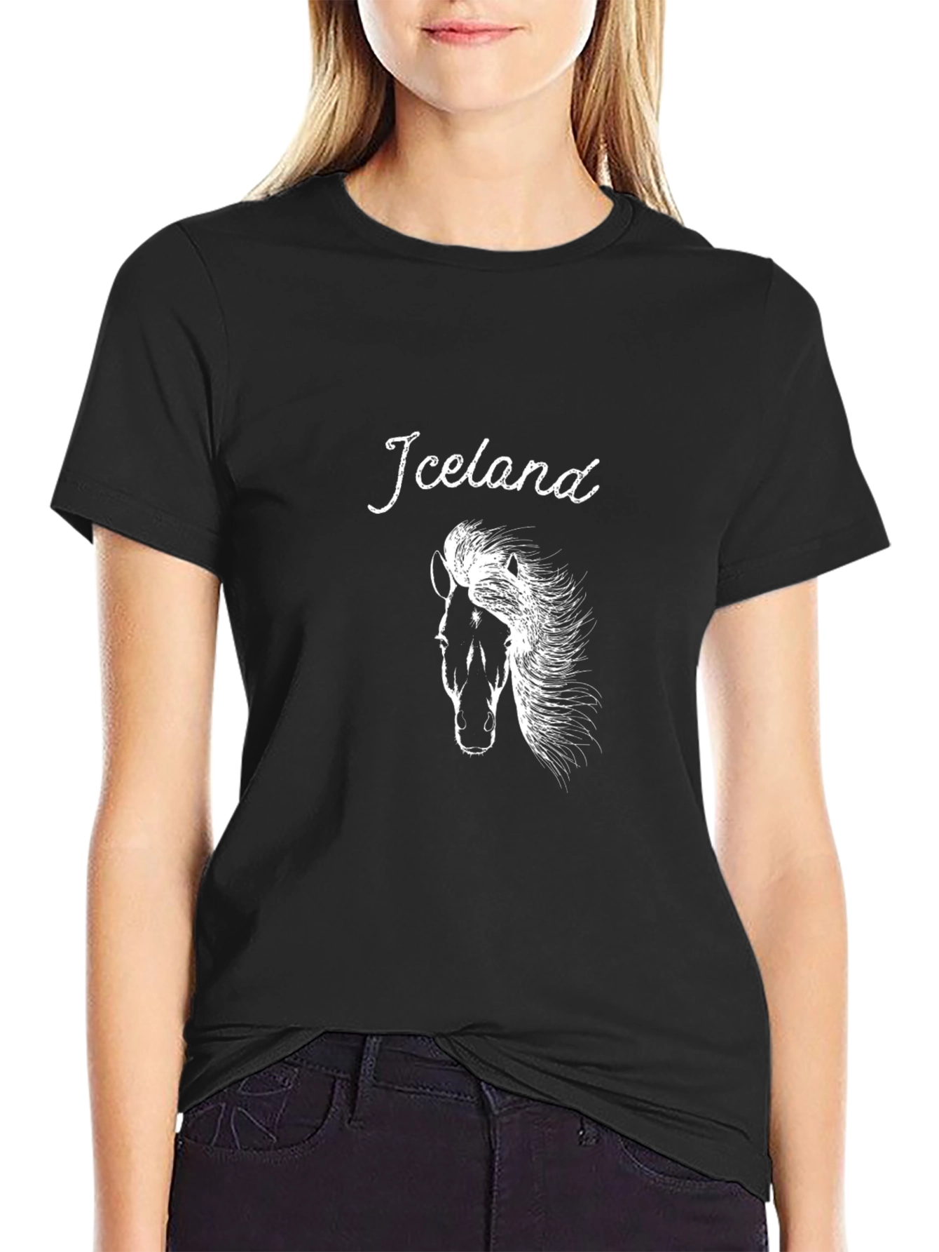 Icelandic Horse Graphic Tee - Stylish Black T-Shirt