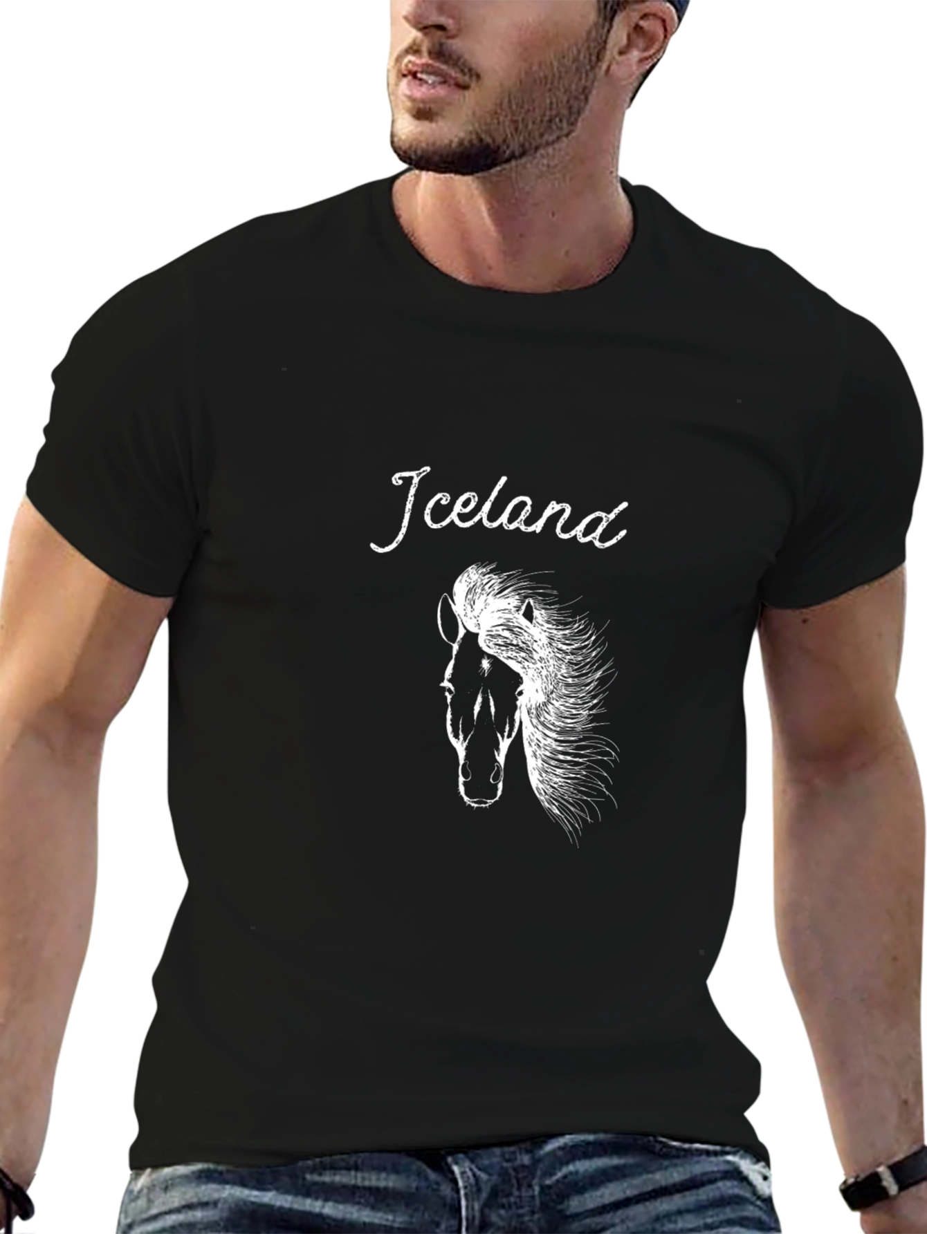 Icelandic Horse Graphic Tee - Stylish Black T-Shirt