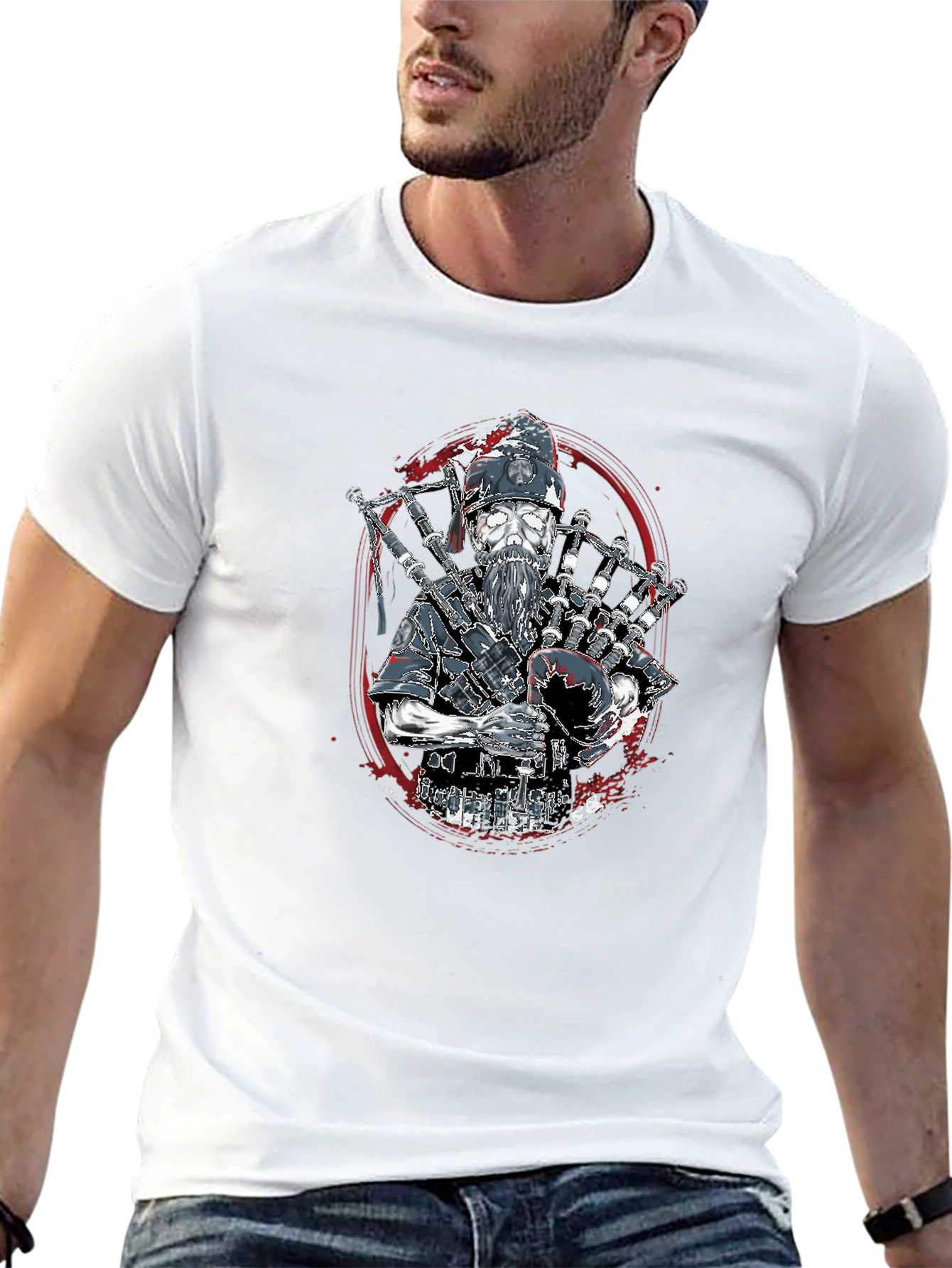 Bagpiper Skeleton T-Shirt - Black