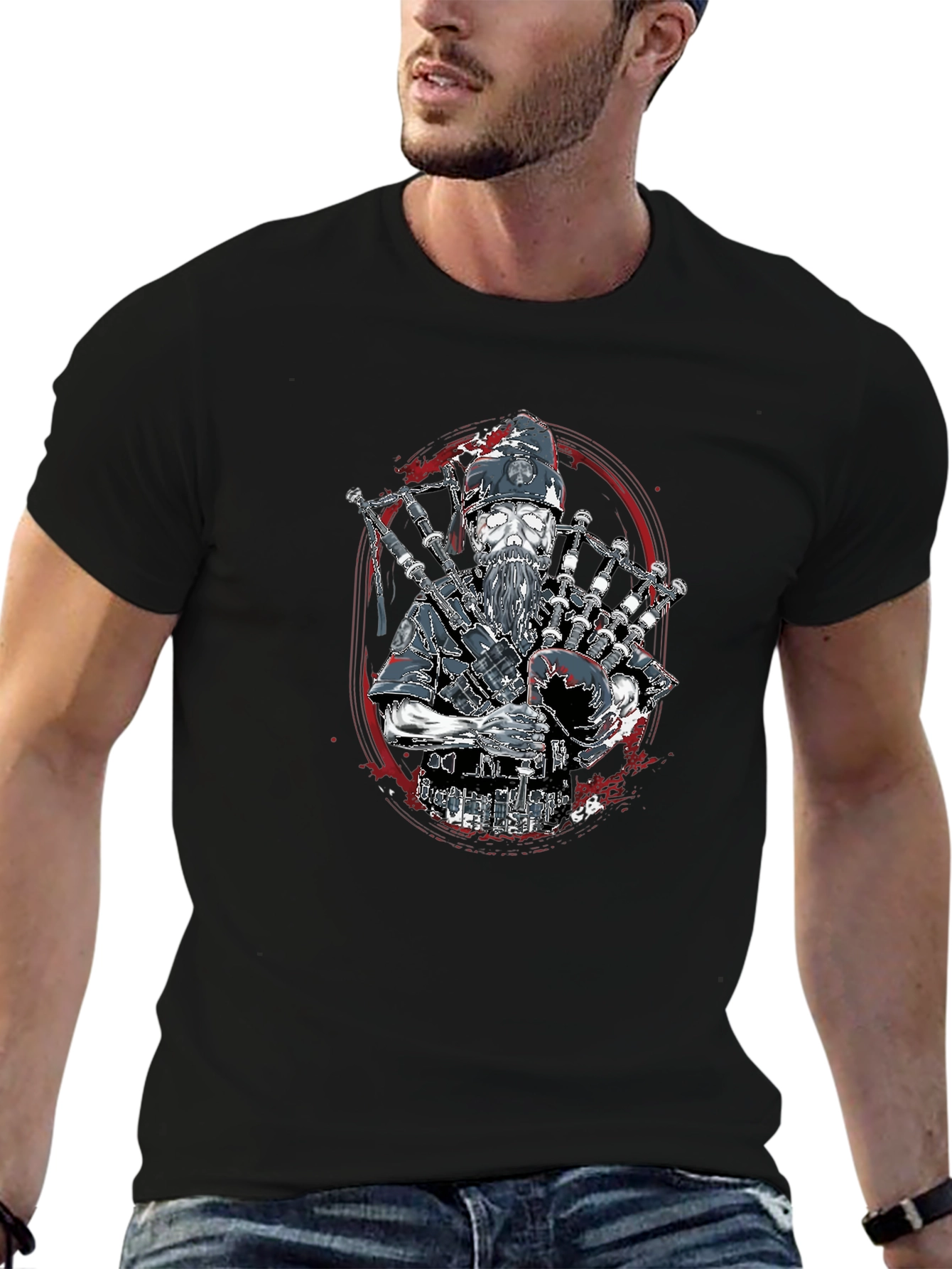 Bagpiper Skeleton T-Shirt - Black