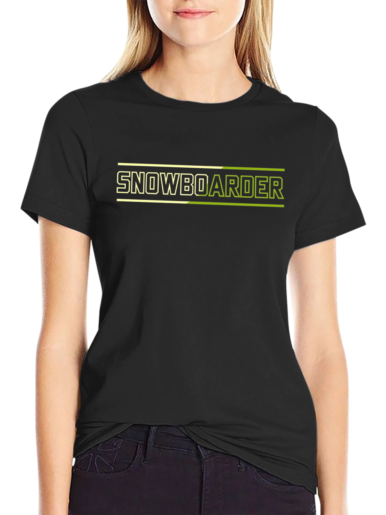 Snowboarder Graphic Tee - Black Cotton Blend T-Shirt
