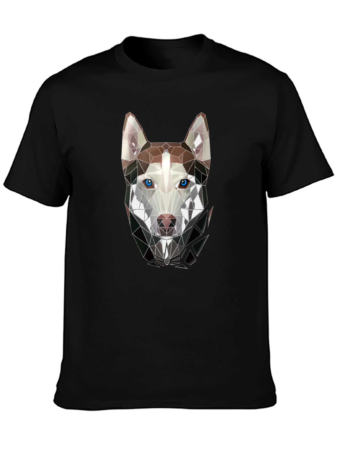 Geometric Husky Graphic Tee - Stylish Mens Black T-Shirt