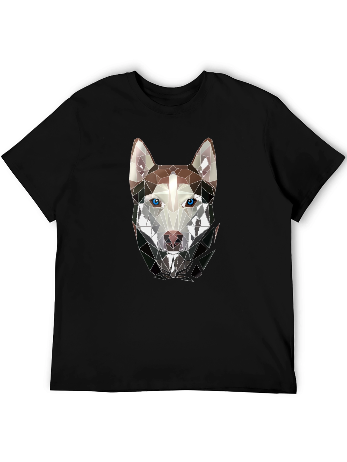 Geometric Husky Graphic Tee - Stylish Mens Black T-Shirt
