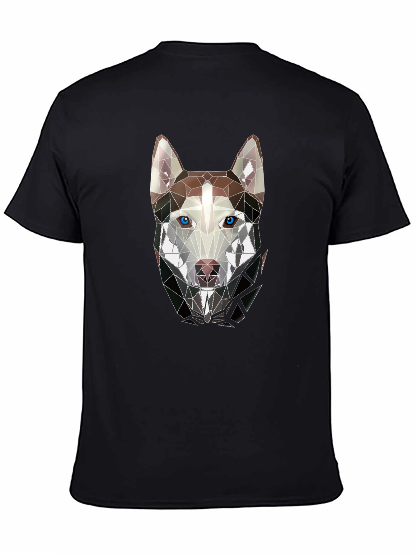 Geometric Husky Graphic Tee - Stylish Mens Black T-Shirt