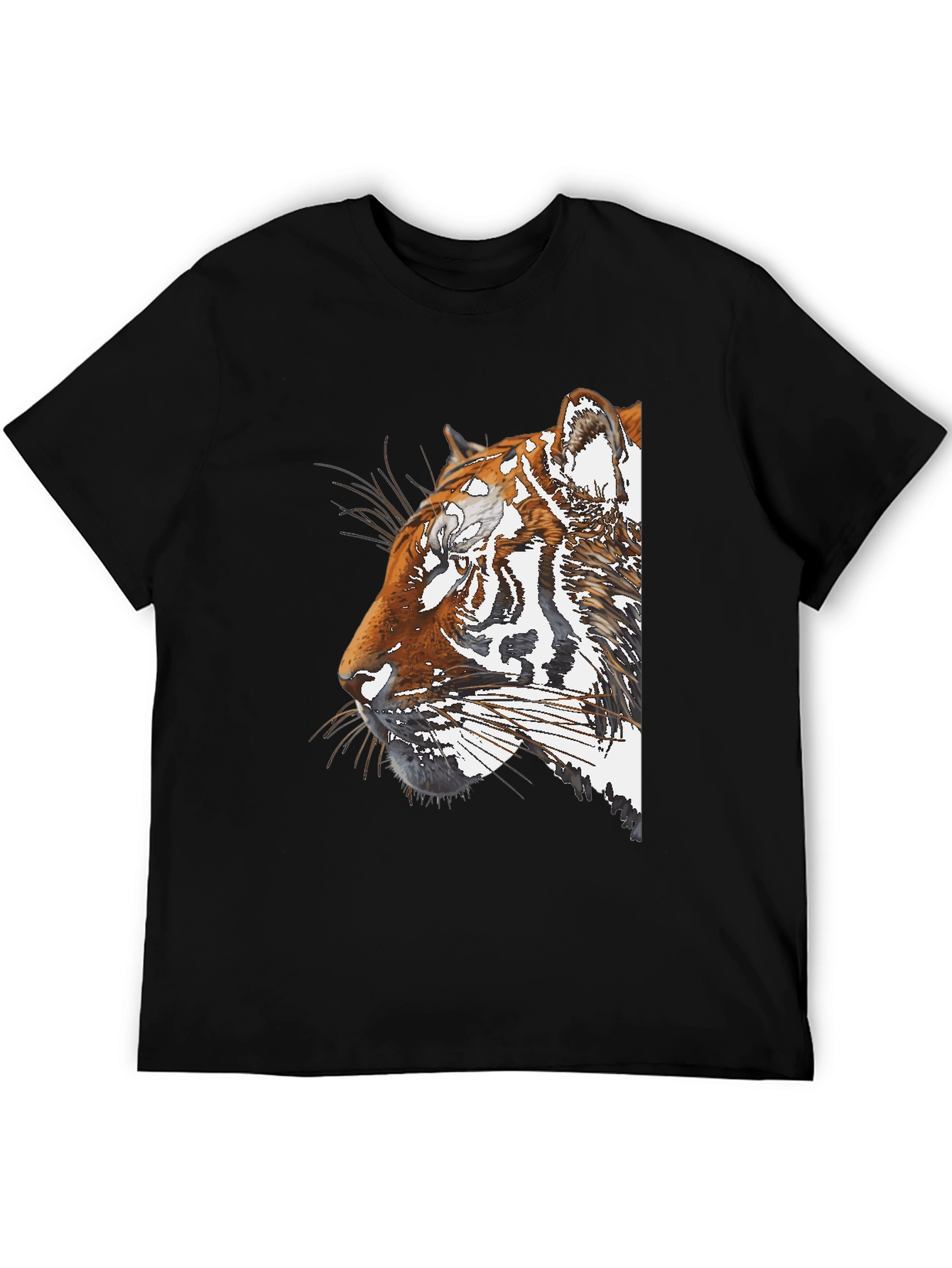 Tiger Portrait Graphic Black T-Shirt