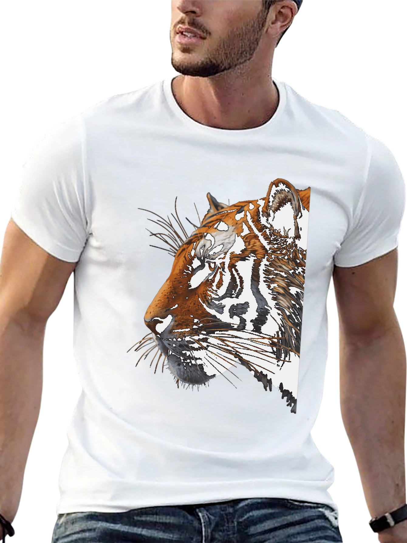 Tiger Portrait Graphic Black T-Shirt