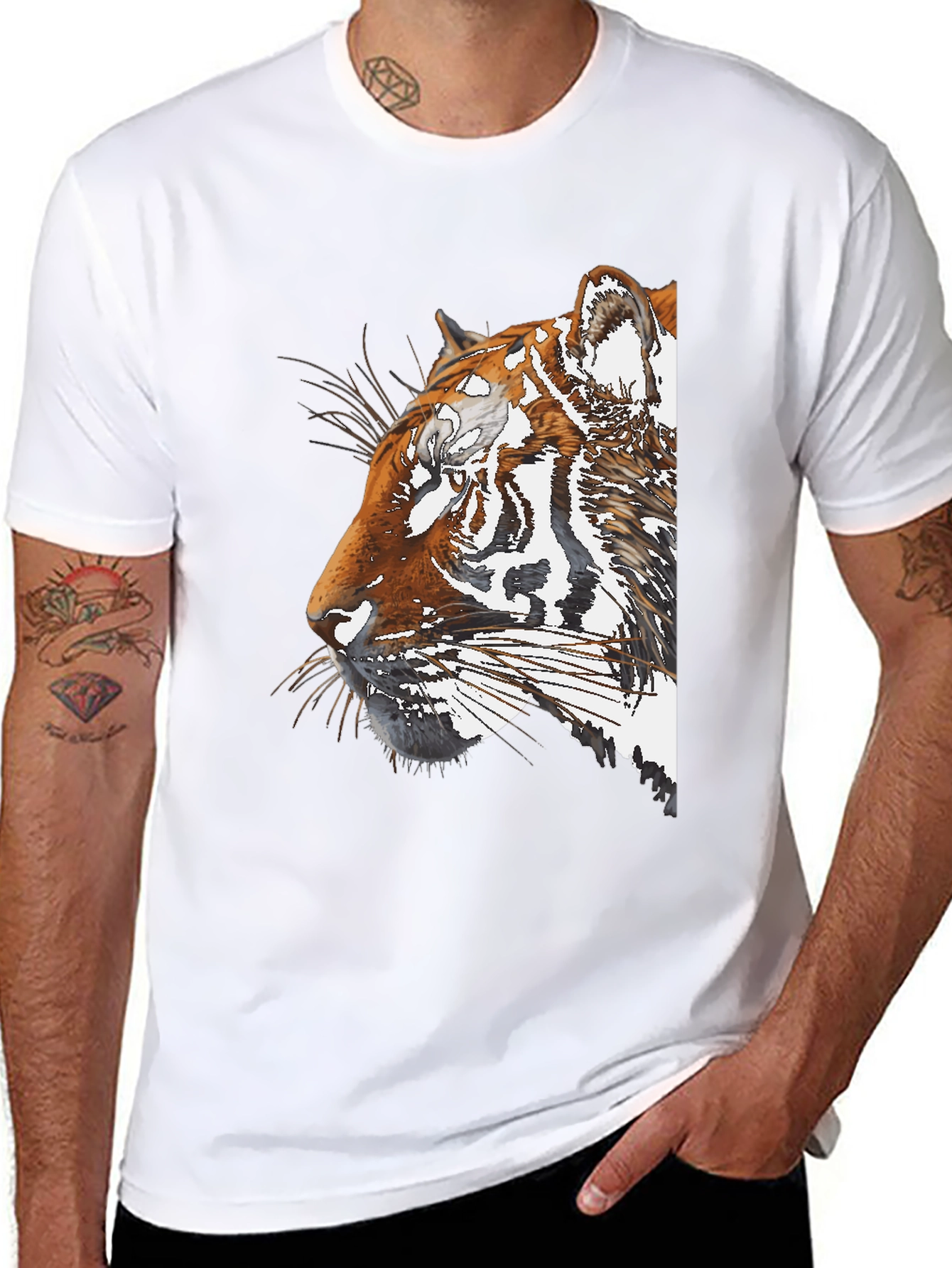 Tiger Portrait Graphic Black T-Shirt