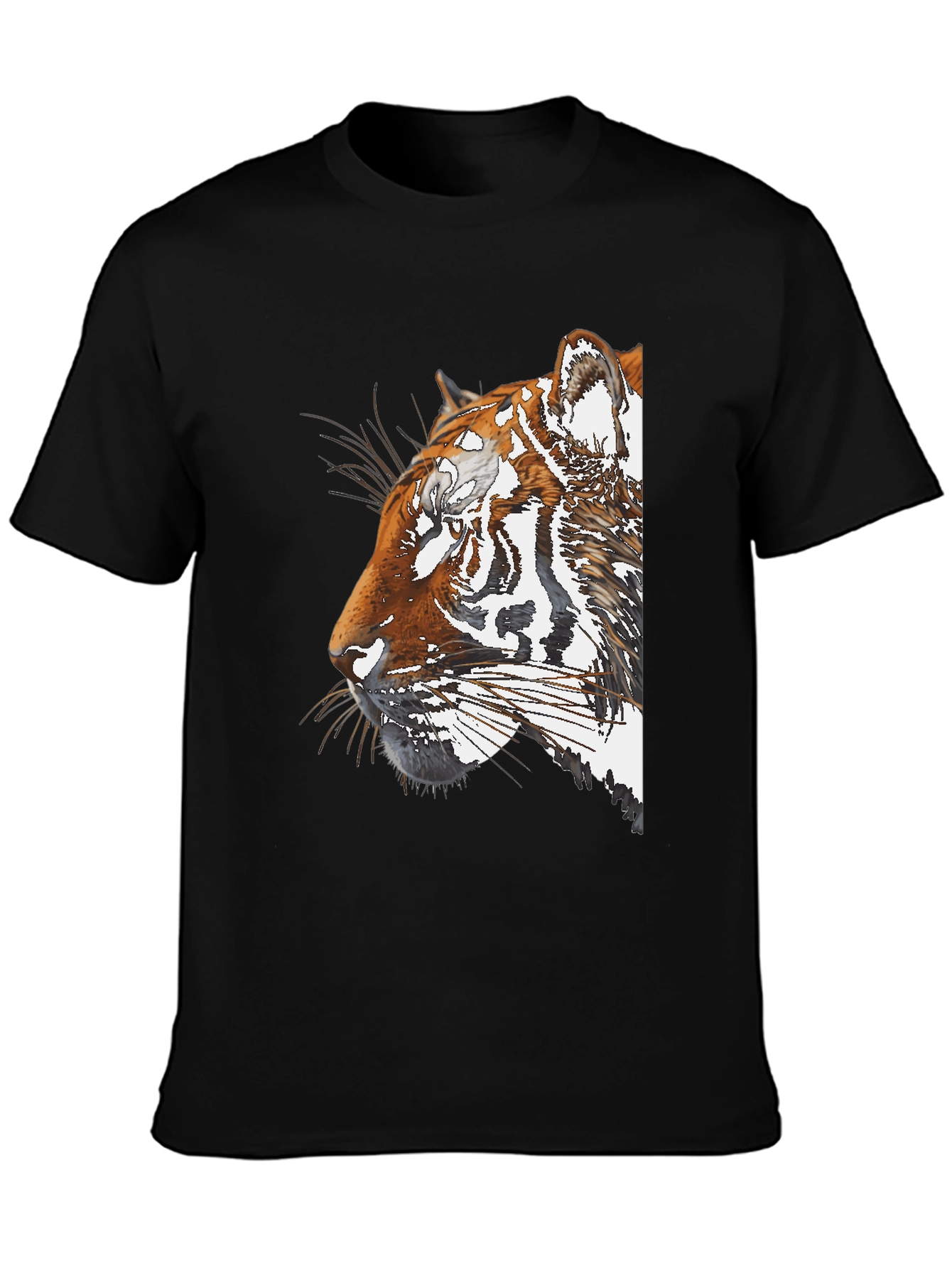 Tiger Portrait Graphic Black T-Shirt