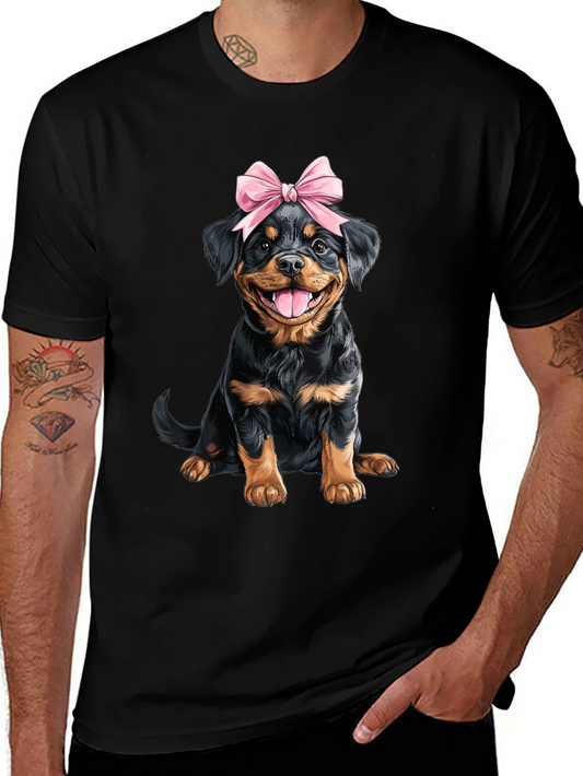 Rottweiler Puppy Bow T-Shirt - Cute Dog Tee
