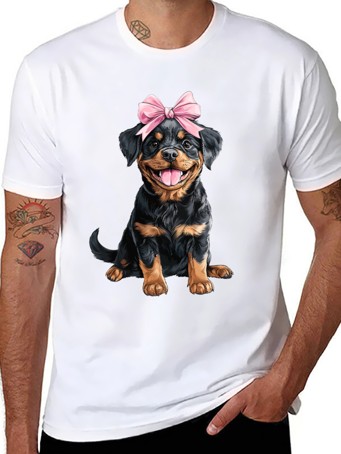 Rottweiler Puppy Bow T-Shirt - Cute Dog Tee