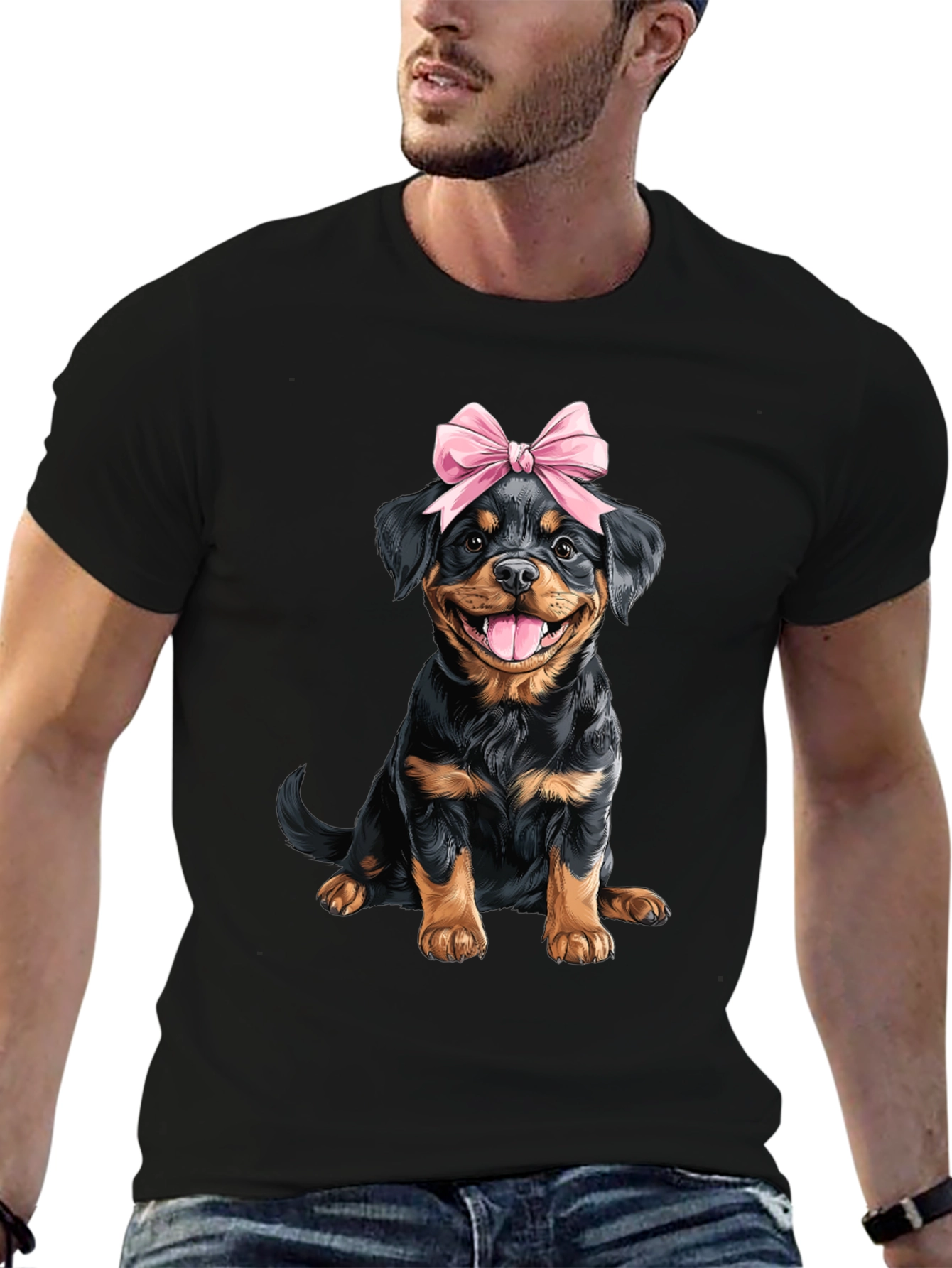 Rottweiler Puppy Bow T-Shirt - Cute Dog Tee