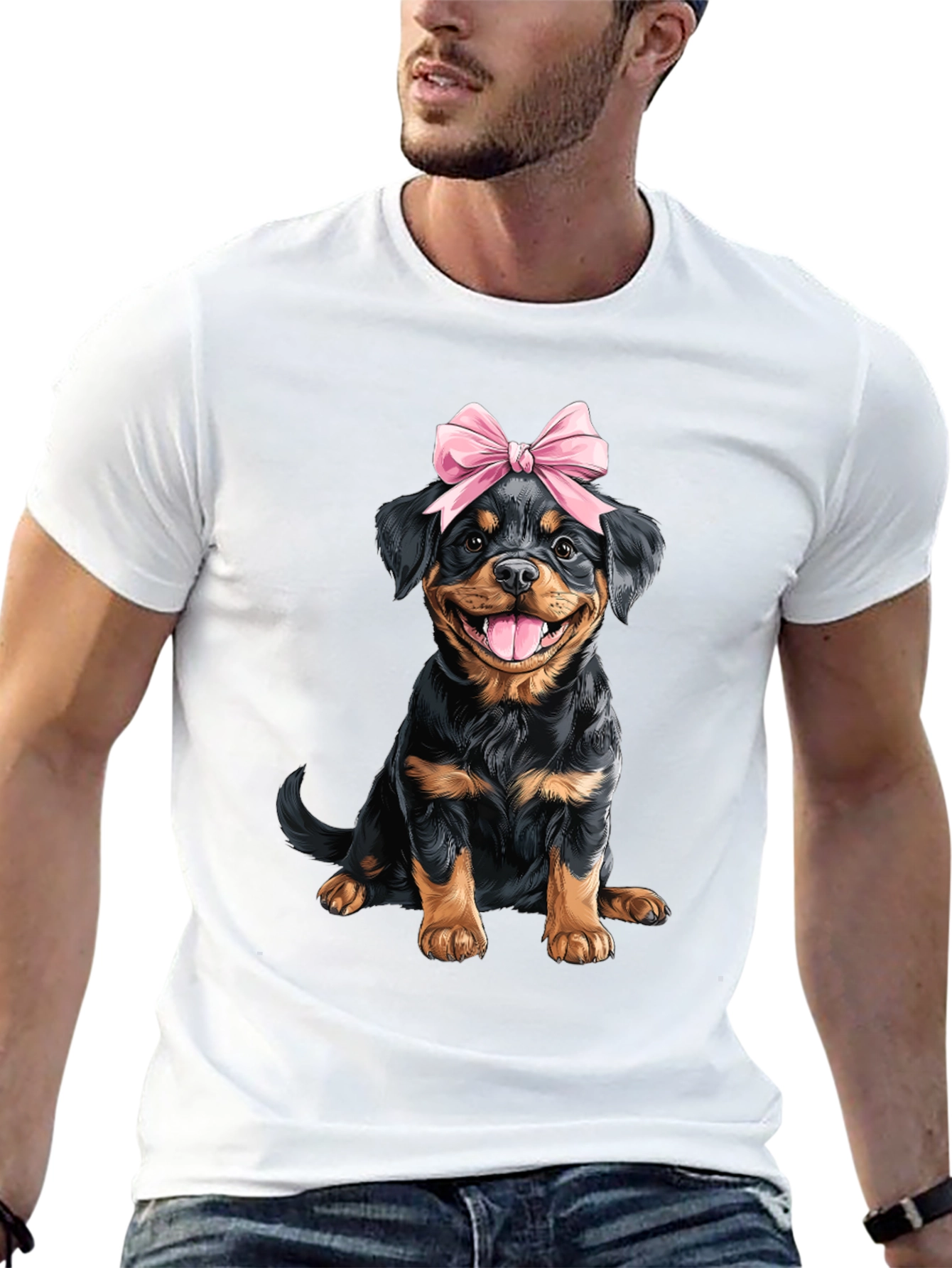 Rottweiler Puppy Bow T-Shirt - Cute Dog Tee