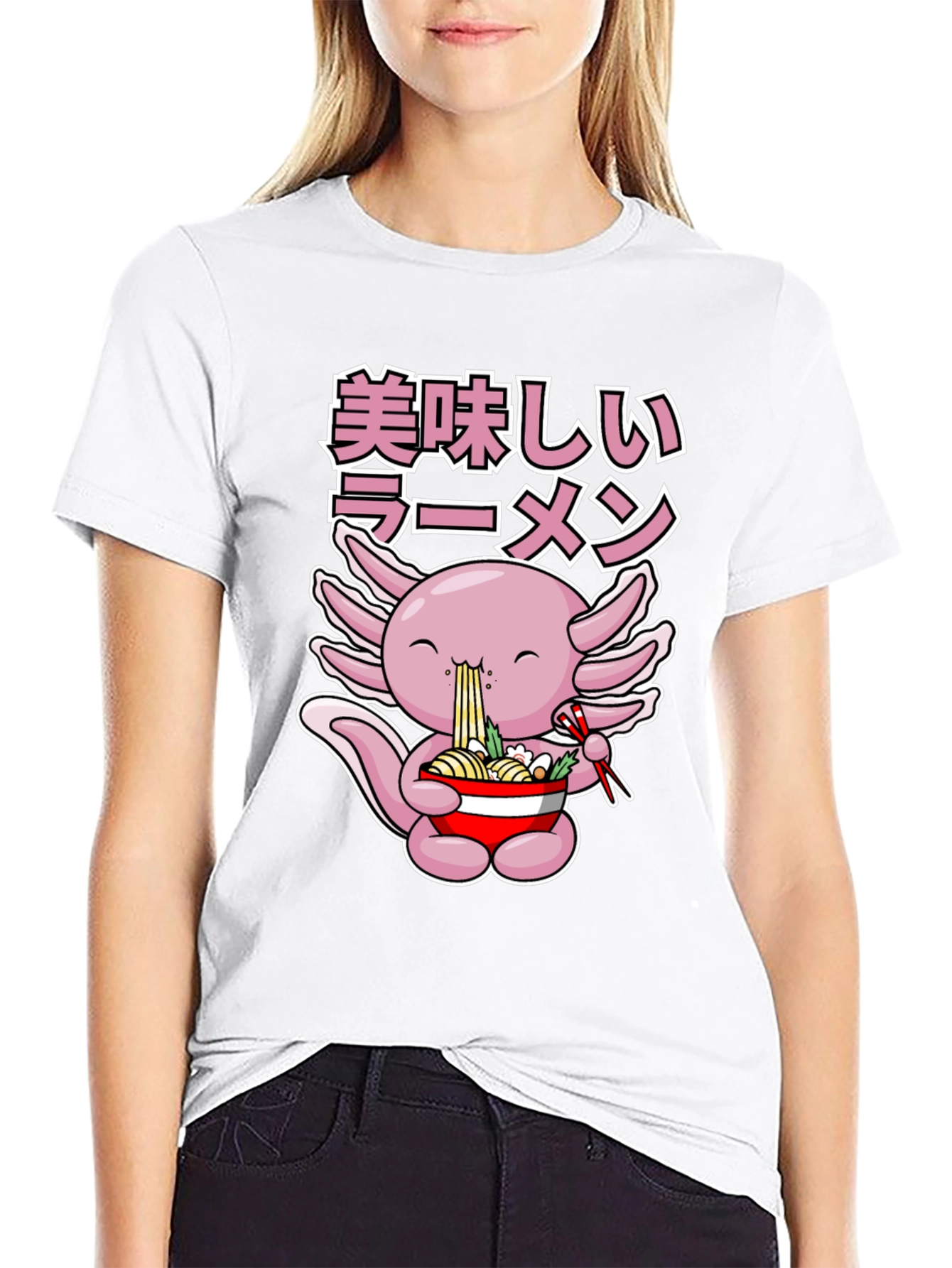 Axolotl Ramen T-Shirt - Cute Anime Foodie Tee