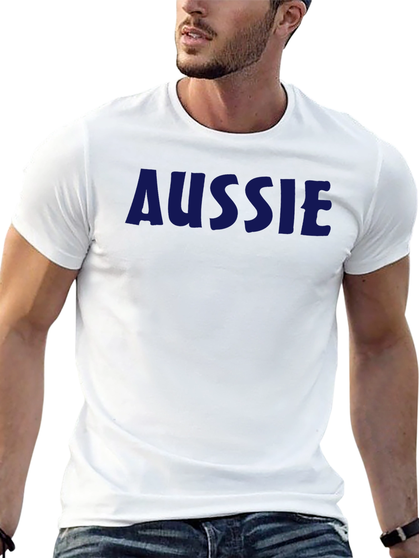 Aussie T-Shirt - Navy Blue Text