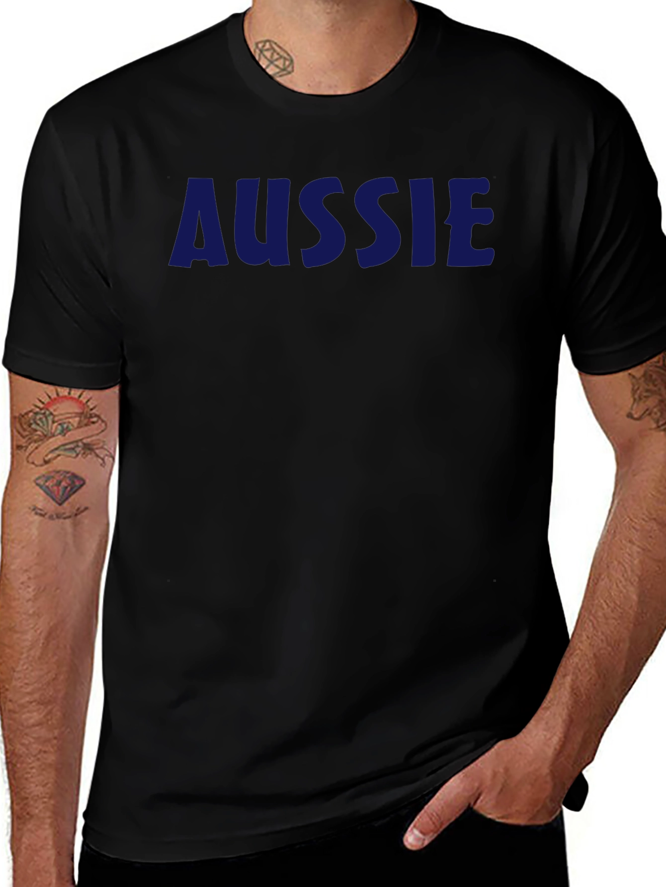 Aussie T-Shirt - Navy Blue Text