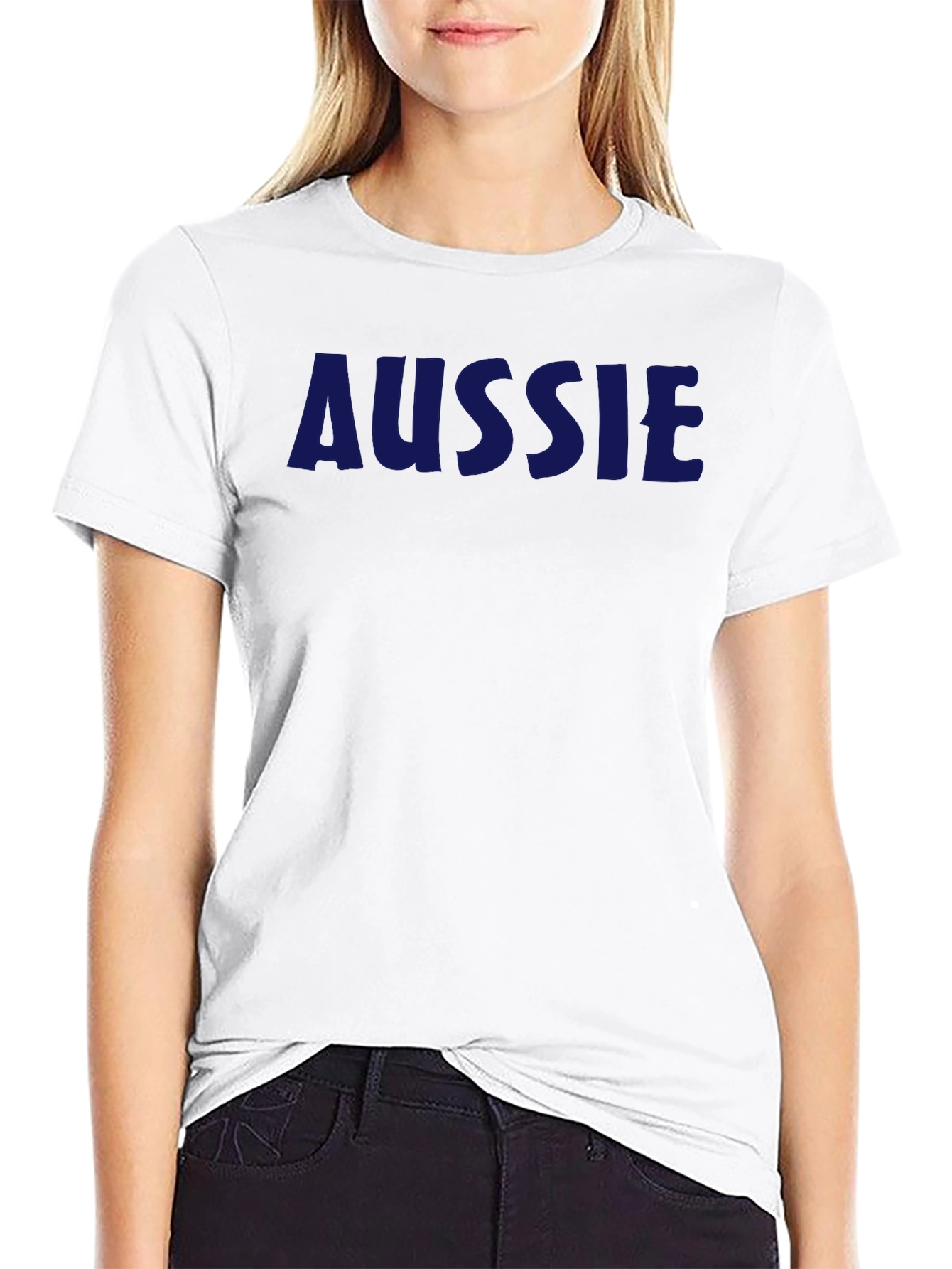 Aussie T-Shirt - Navy Blue Text