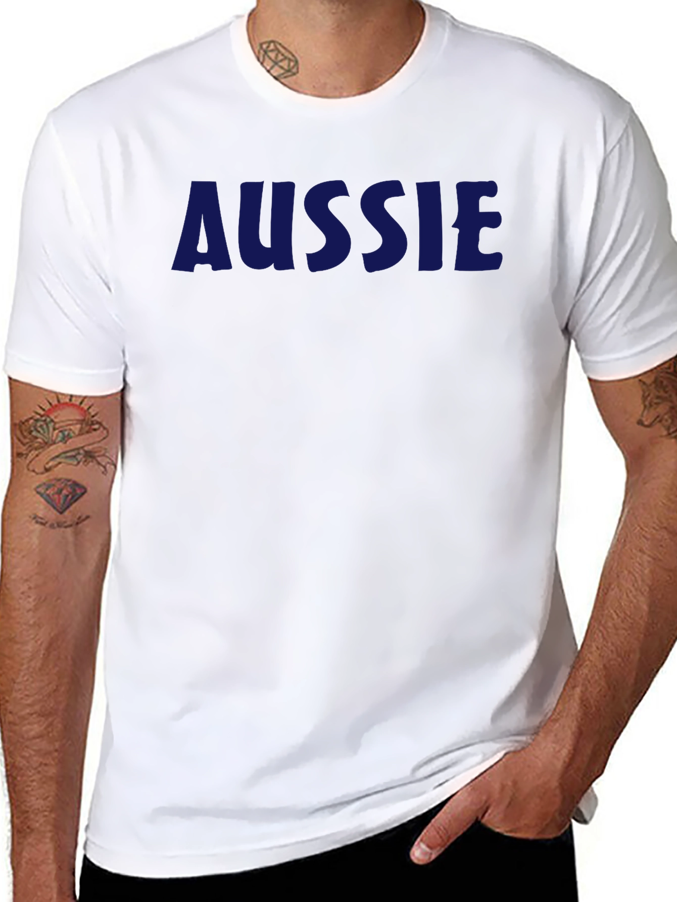 Aussie T-Shirt - Navy Blue Text