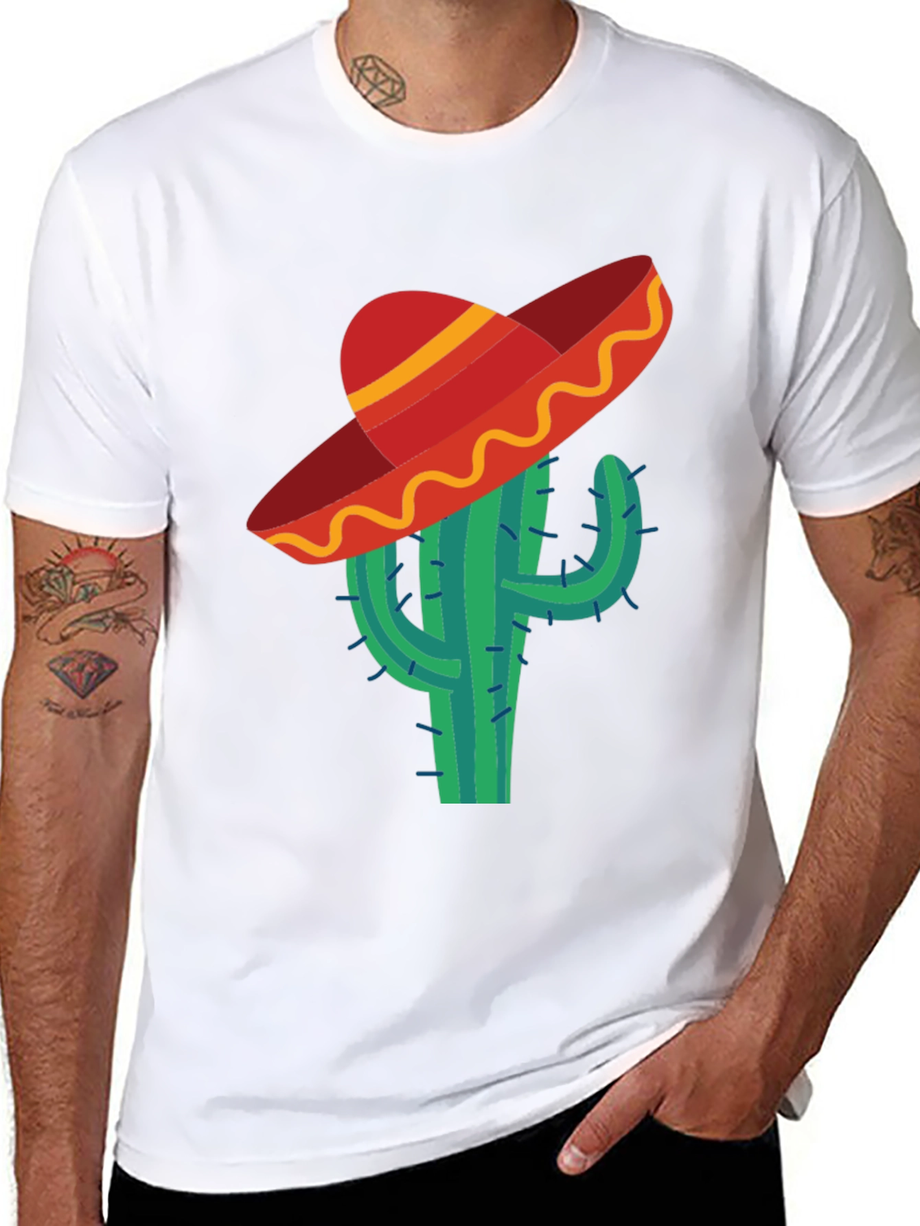 Cactus Sombrero Tee - Novelty Mens T-Shirt