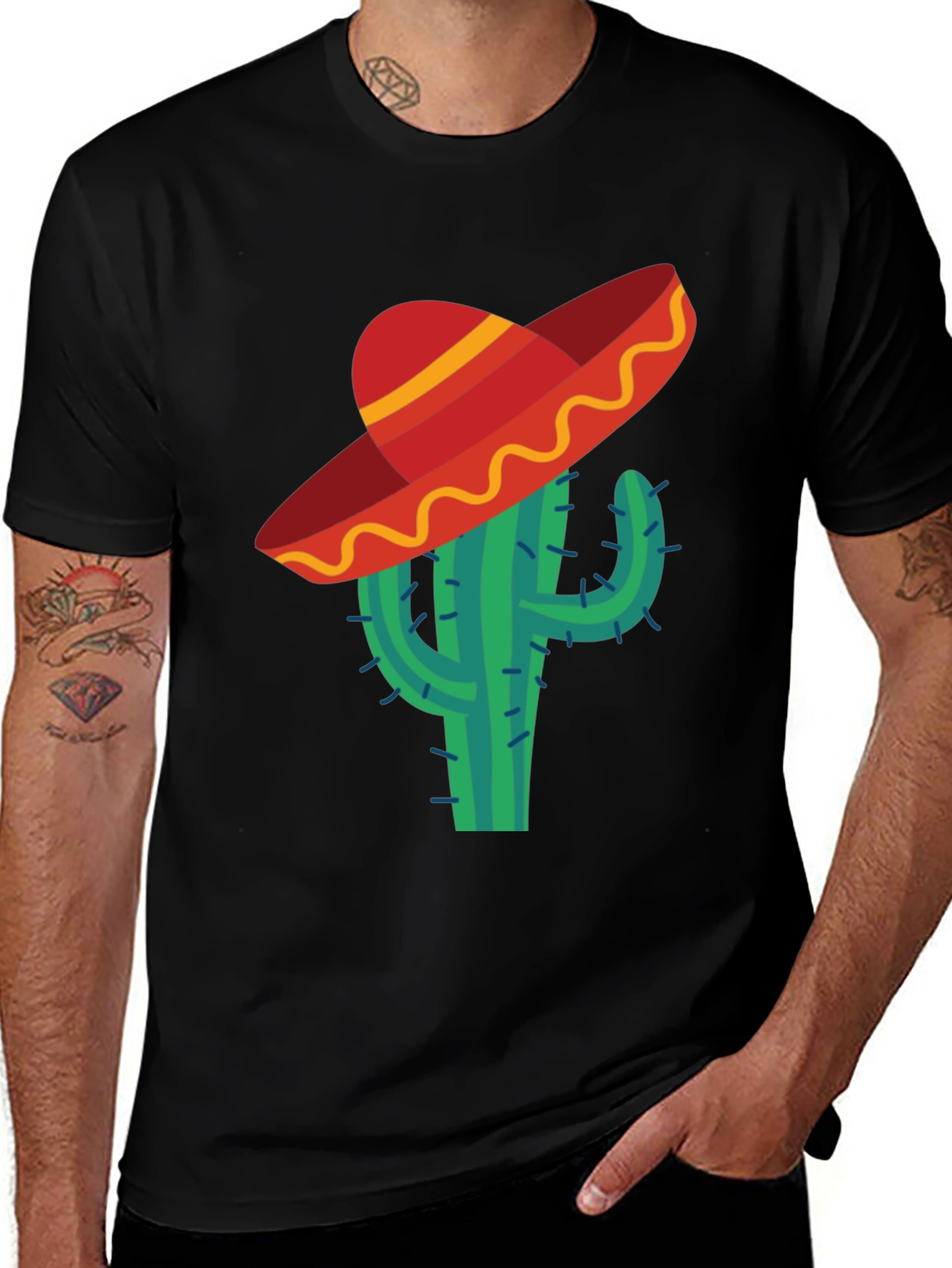 Cactus Sombrero Tee - Novelty Mens T-Shirt