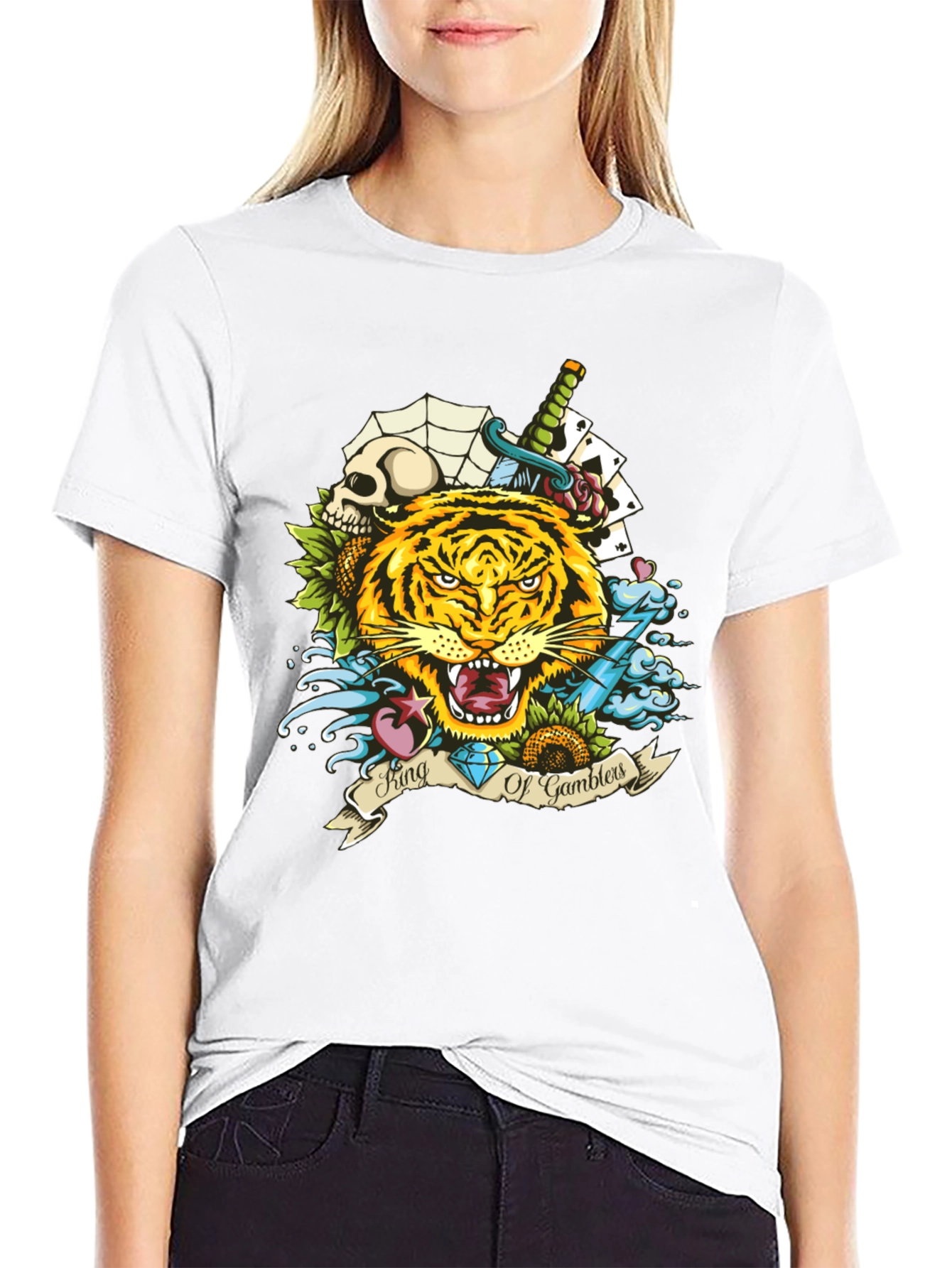 King of Gamblers Tiger Graphic Tee - Black