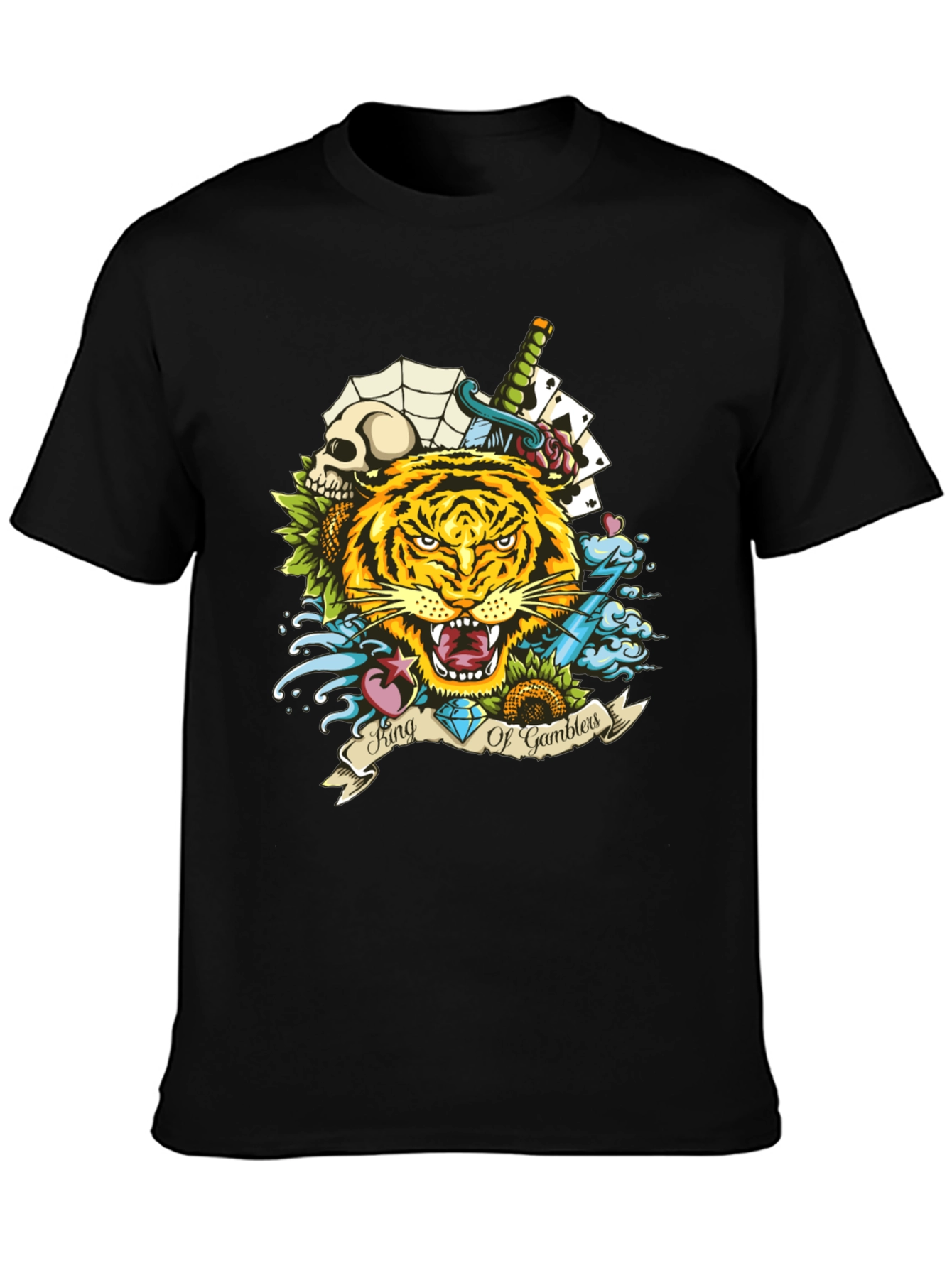 King of Gamblers Tiger Graphic Tee - Black
